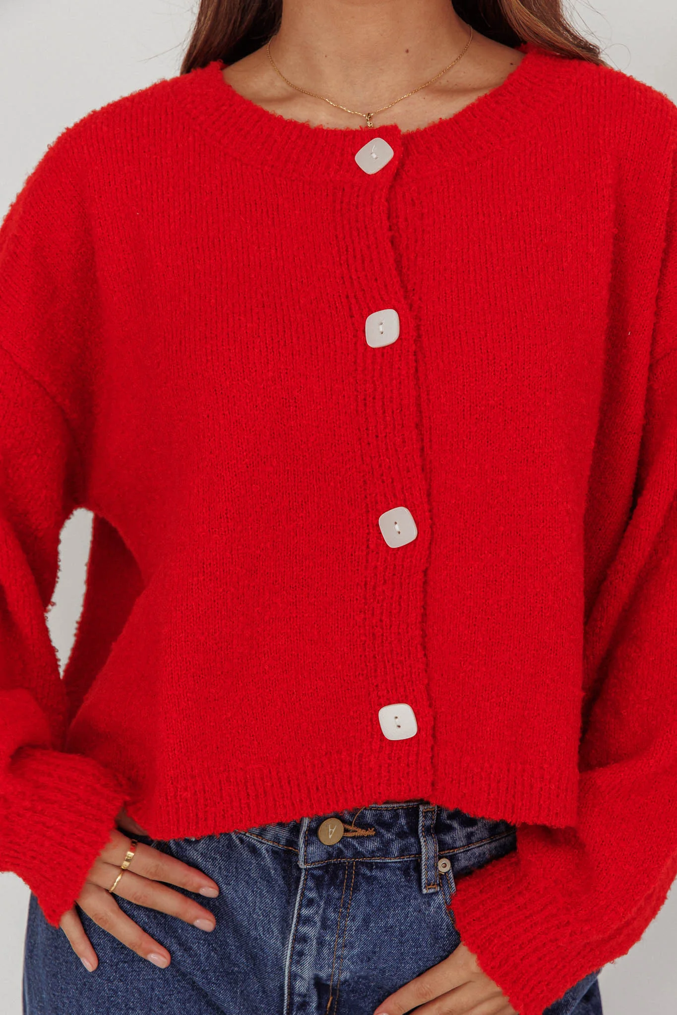 Taking Notes Button Front Cardigan Red - Image 3