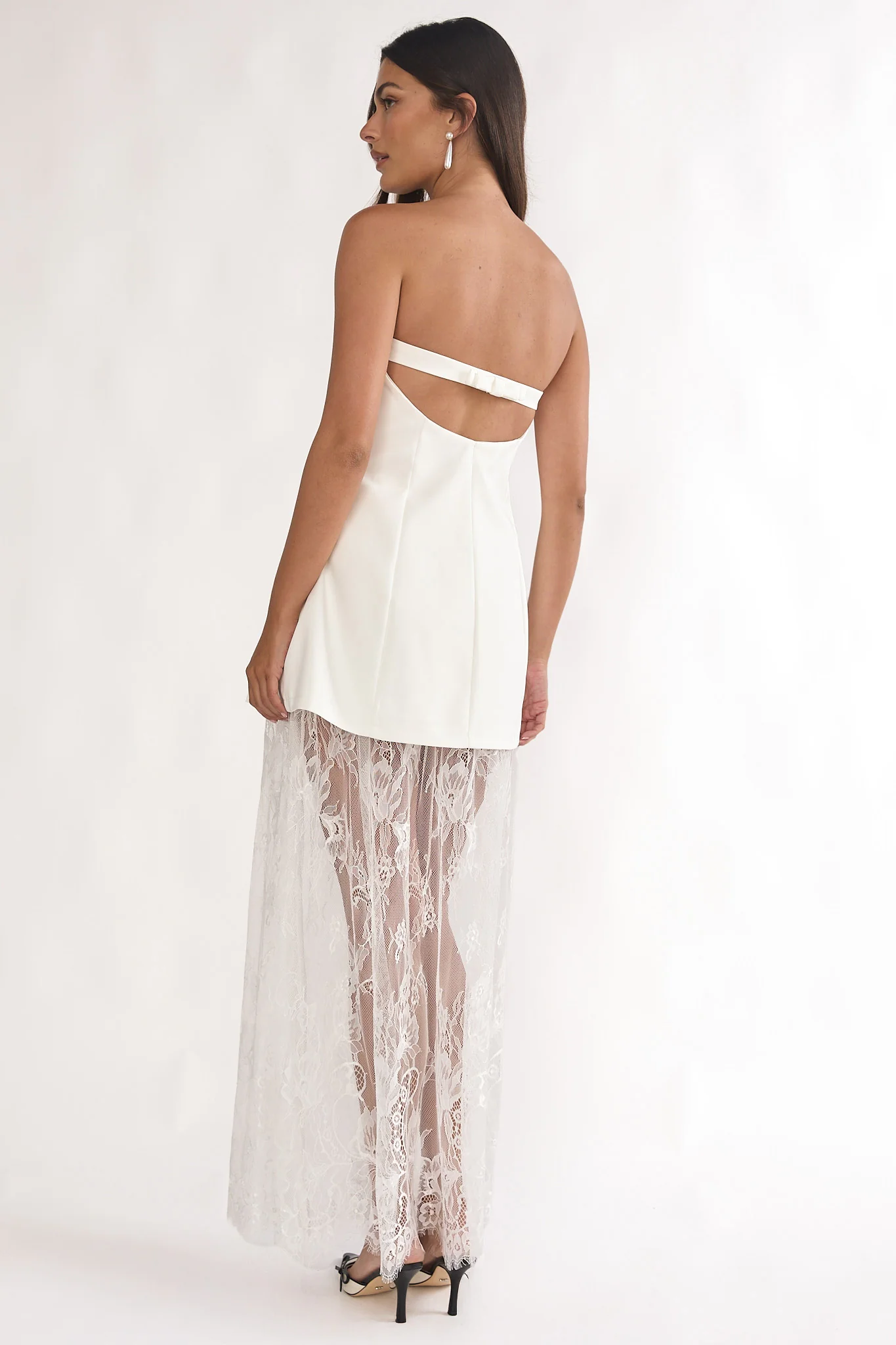 Talina Strapless Two-Piece Lace Skort Set White - Image 2