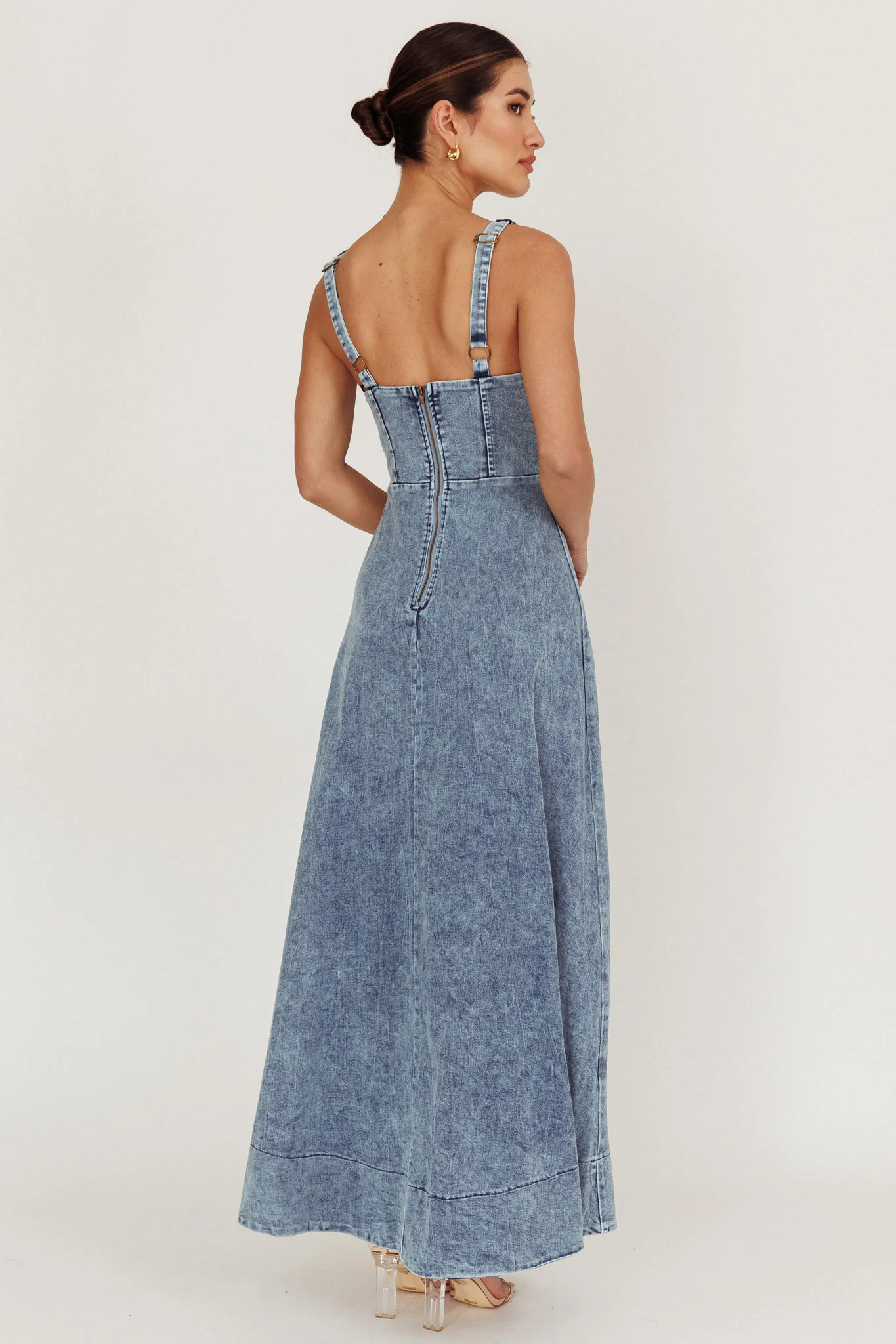 Talissa A-Line Maxi Denim Dress Blue - Image 3
