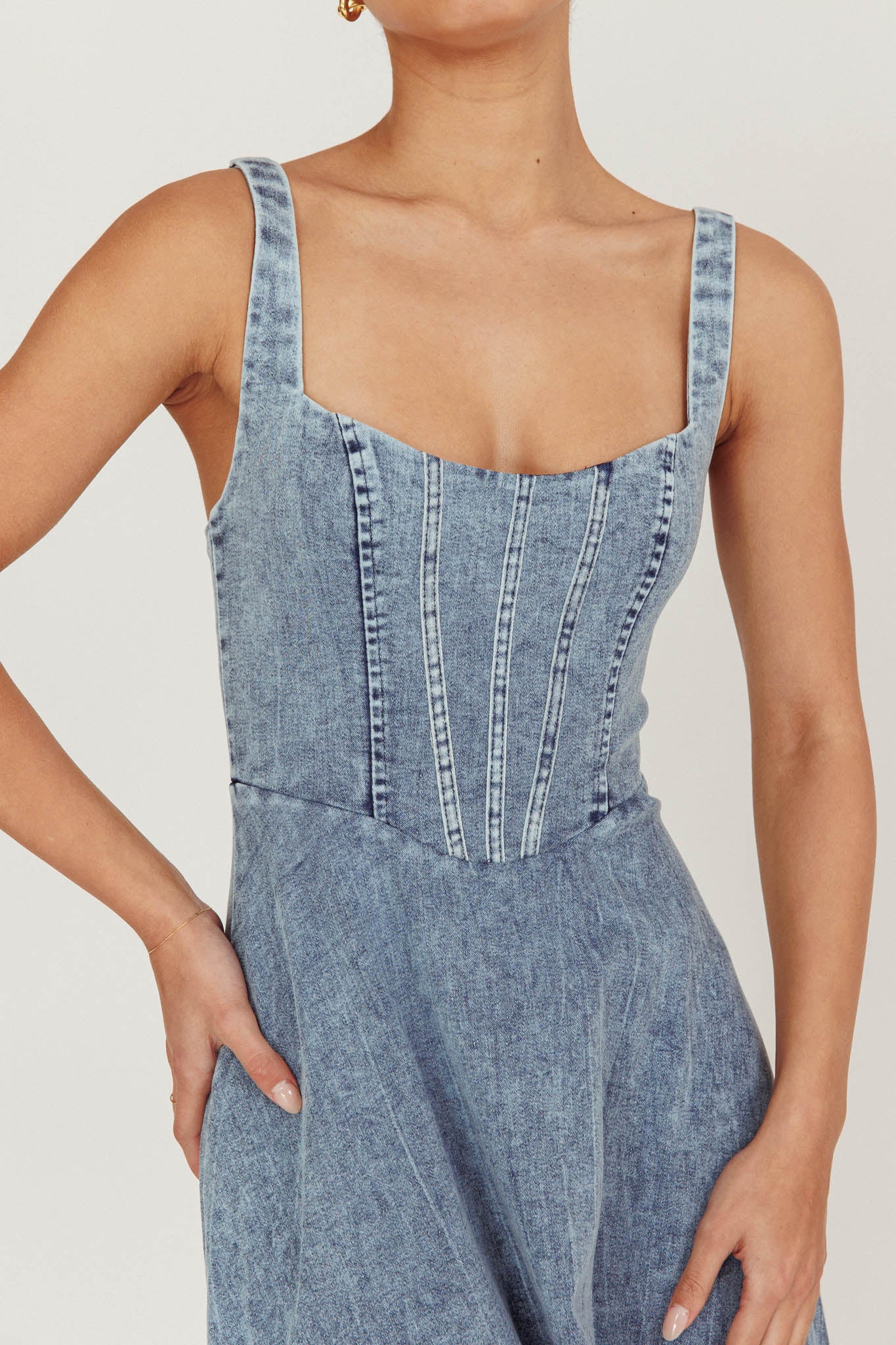 Talissa A-Line Maxi Denim Dress Blue - Image 5