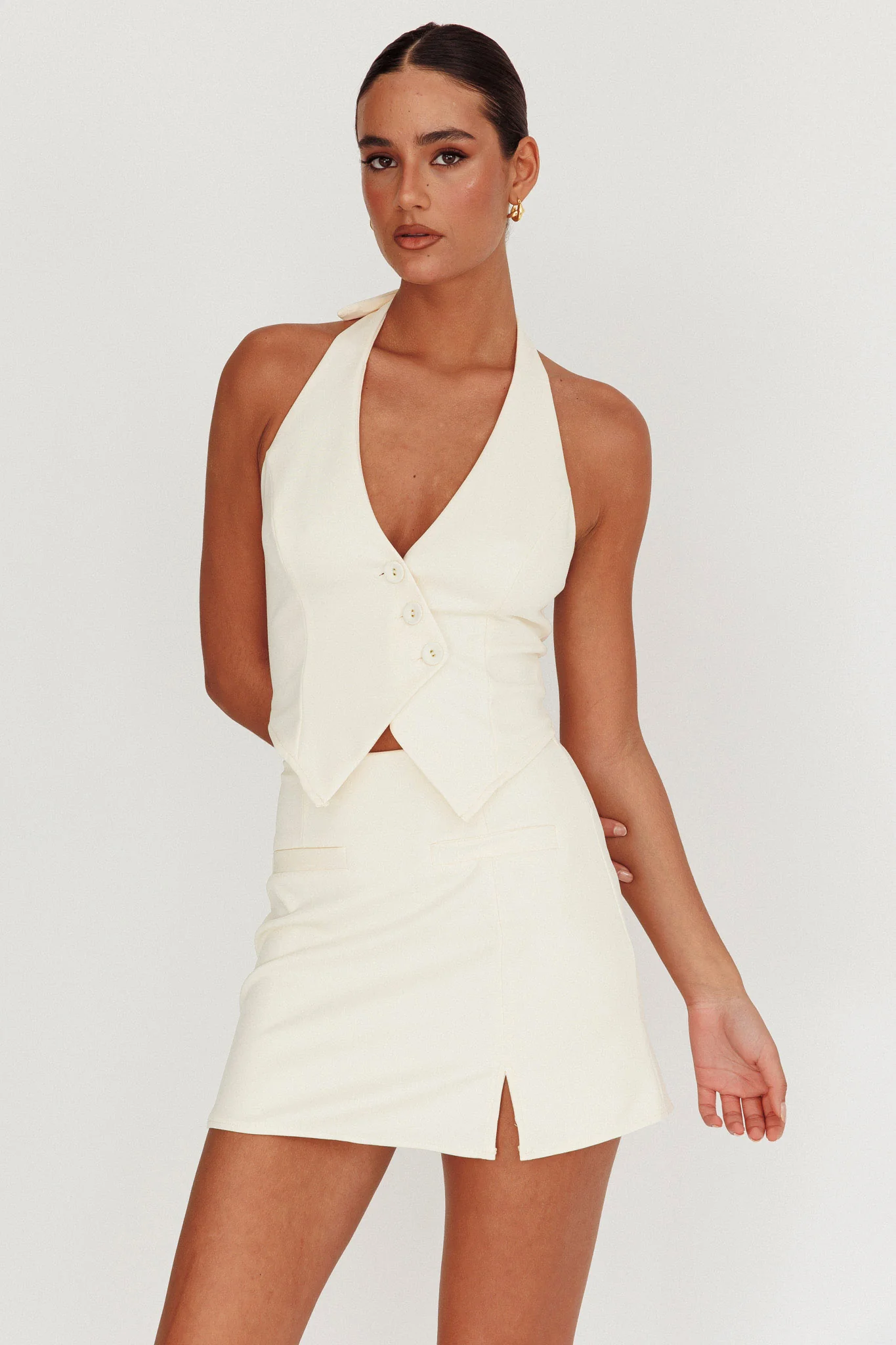 Tammi Fitted A-Line Mini Skirt Oyster - Image 5