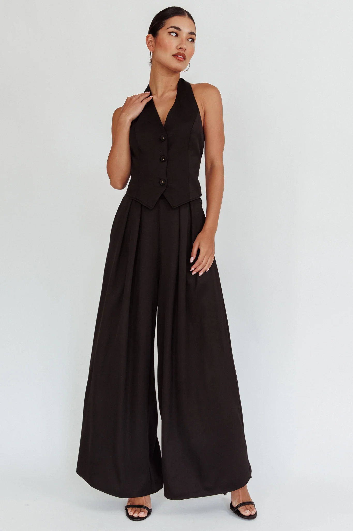 Tammi Halter Vest Top Black - Image 3
