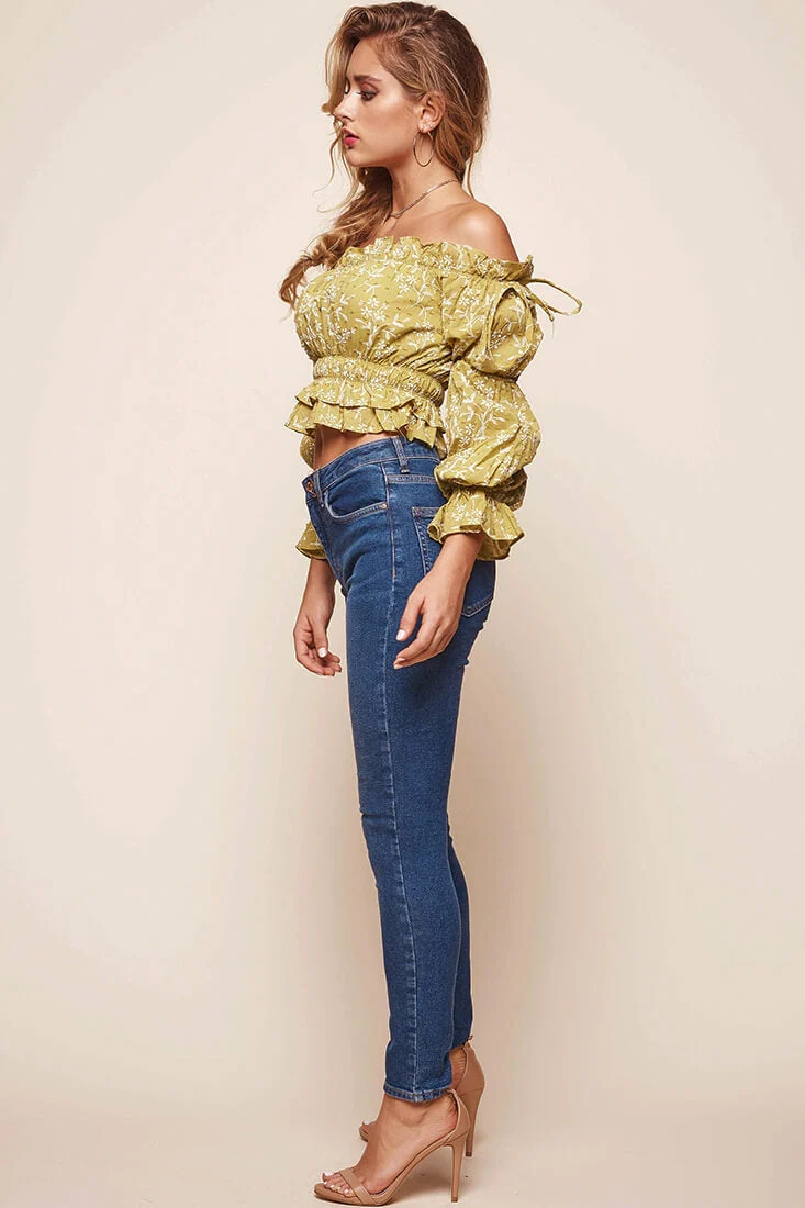 Taryn Bardot Top Lime - Image 3
