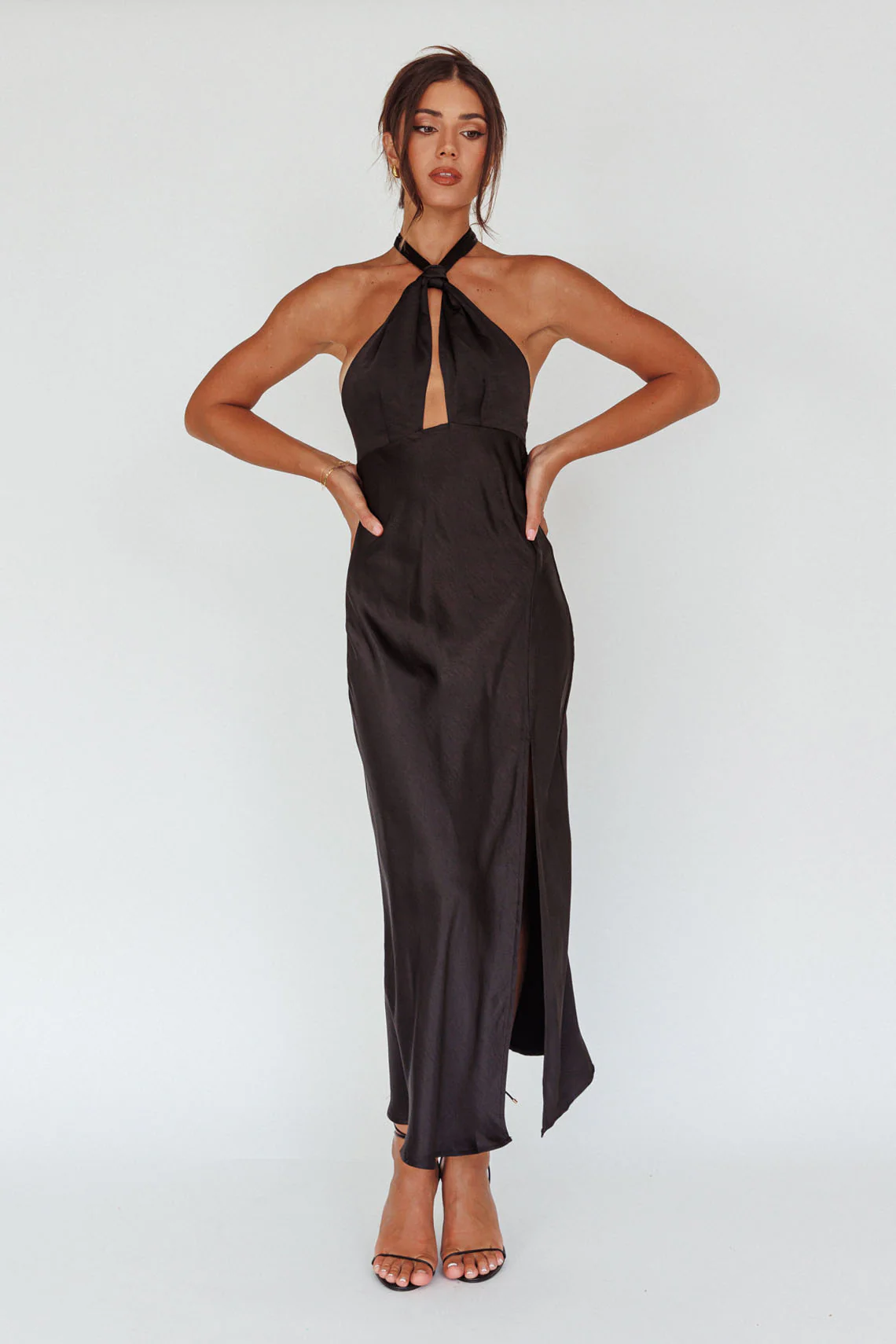 Te Amo Halterneck Open Back Midi Dress Black - Image 6