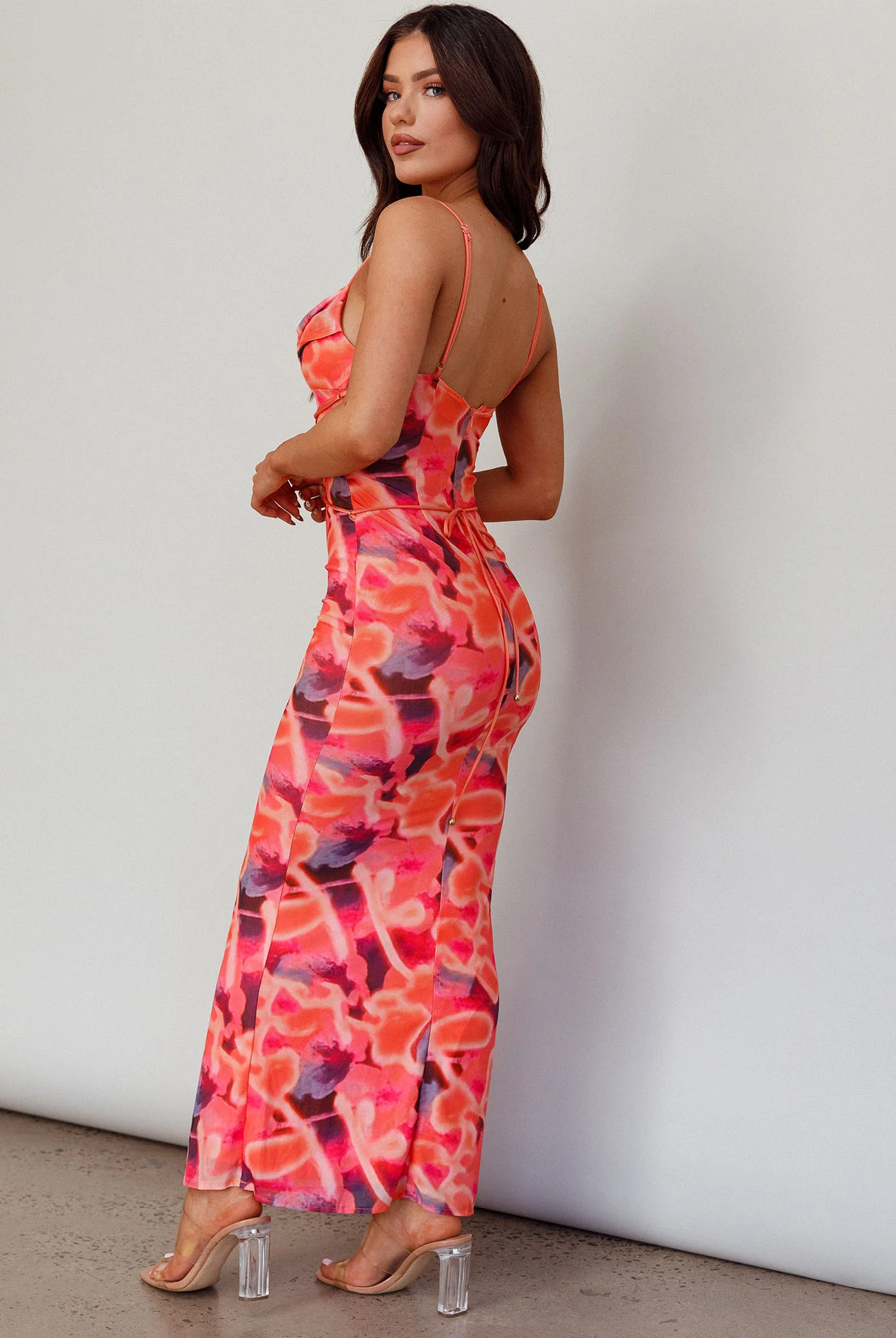 Teava Laced Waist Midi Dress Abstract Sorbet - Image 2