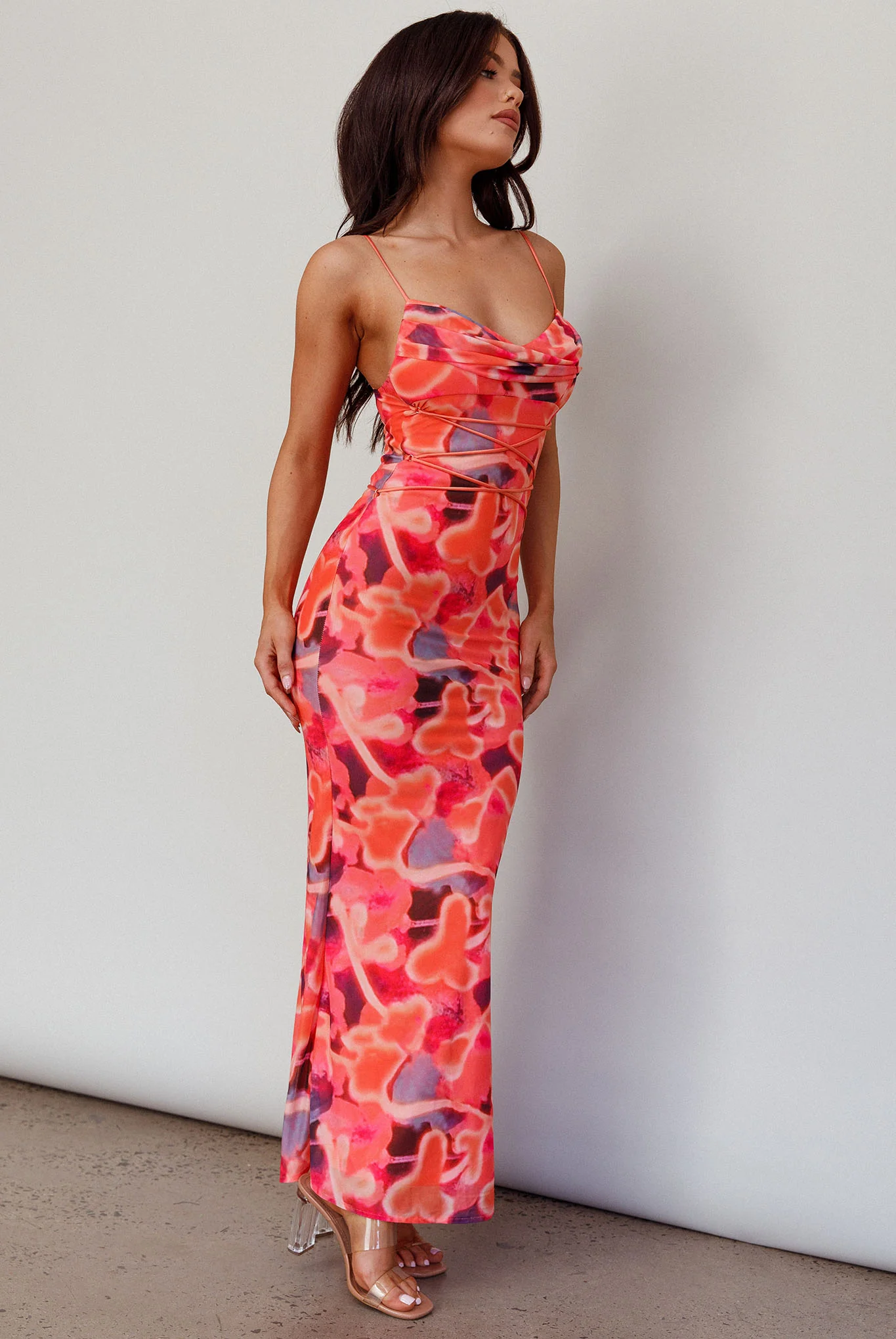 Teava Laced Waist Midi Dress Abstract Sorbet - Image 3