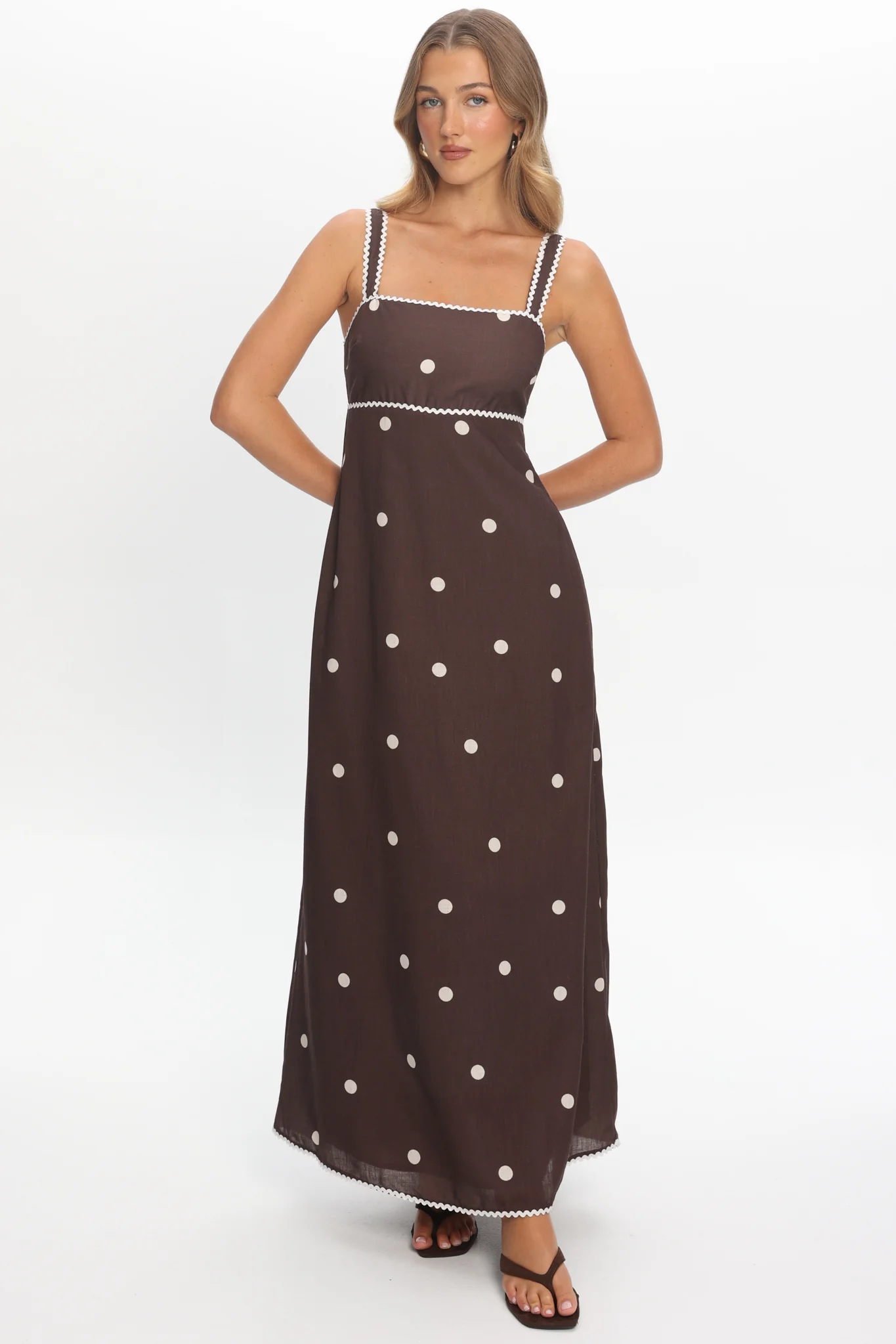 Teena Square Neckline Maxi Dress Print Chocolate - Image 2