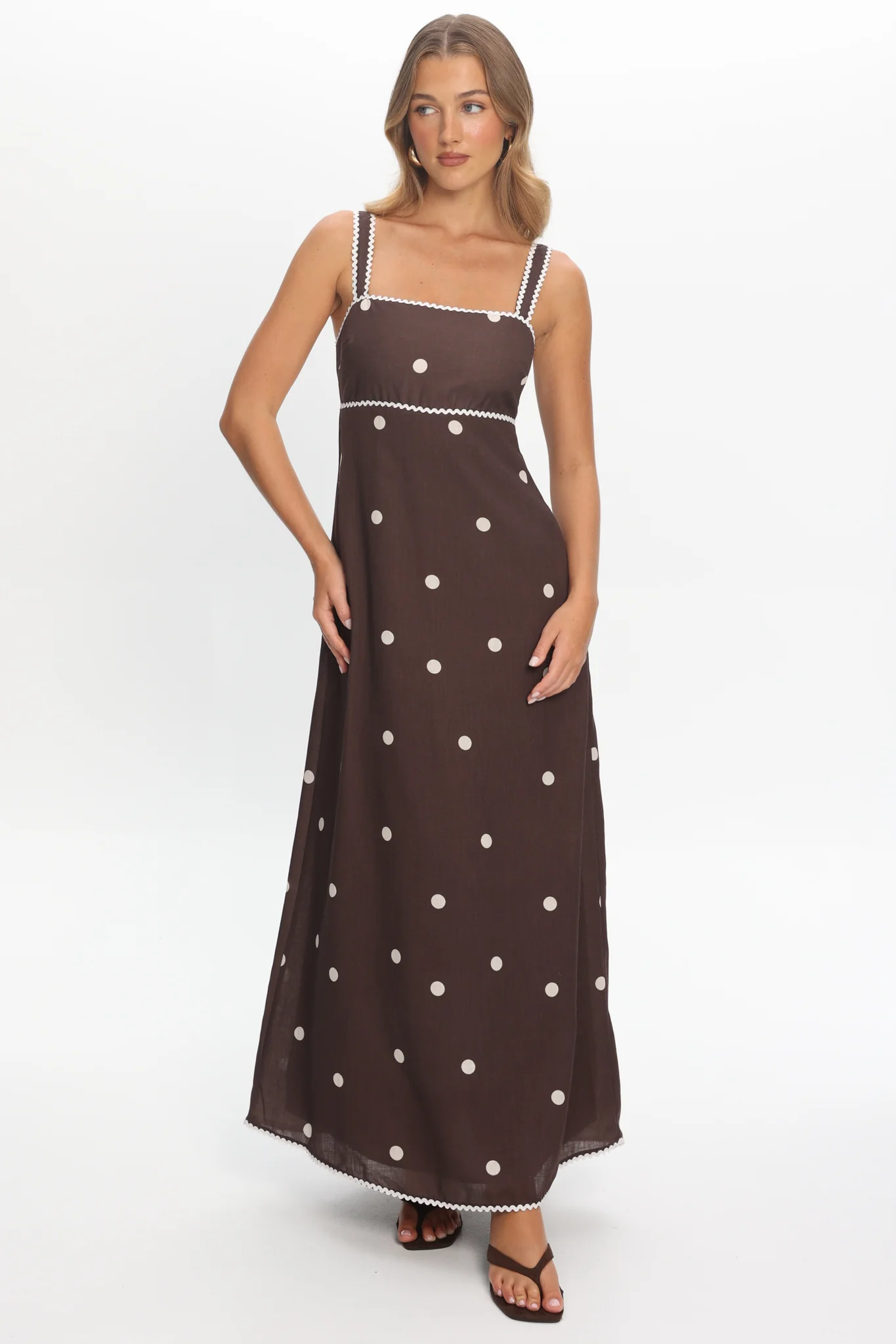 Teena Square Neckline Maxi Dress Print Chocolate - Image 5