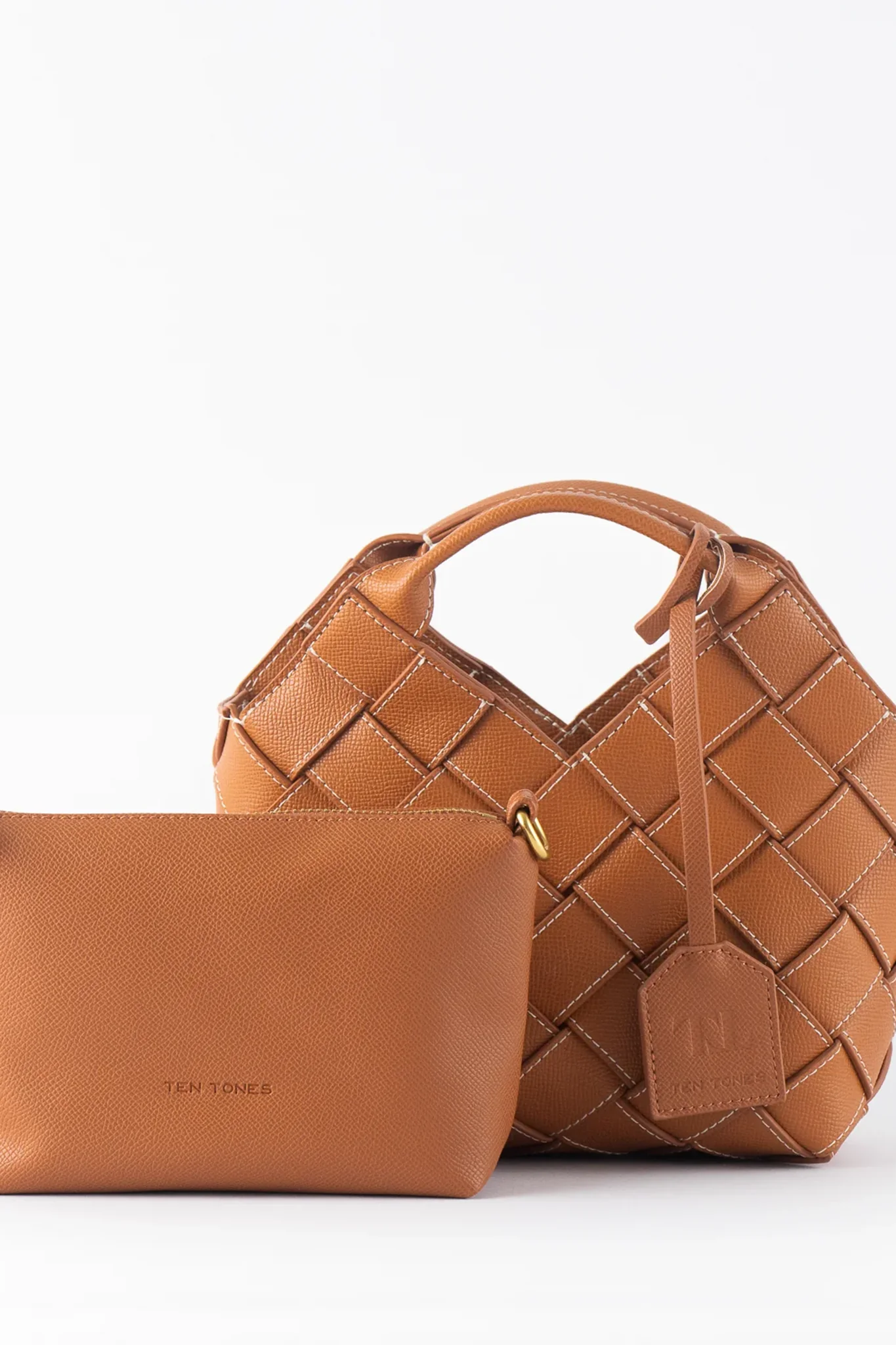 TEN TONES Clementine Woven Mini Tote Orange - Image 2