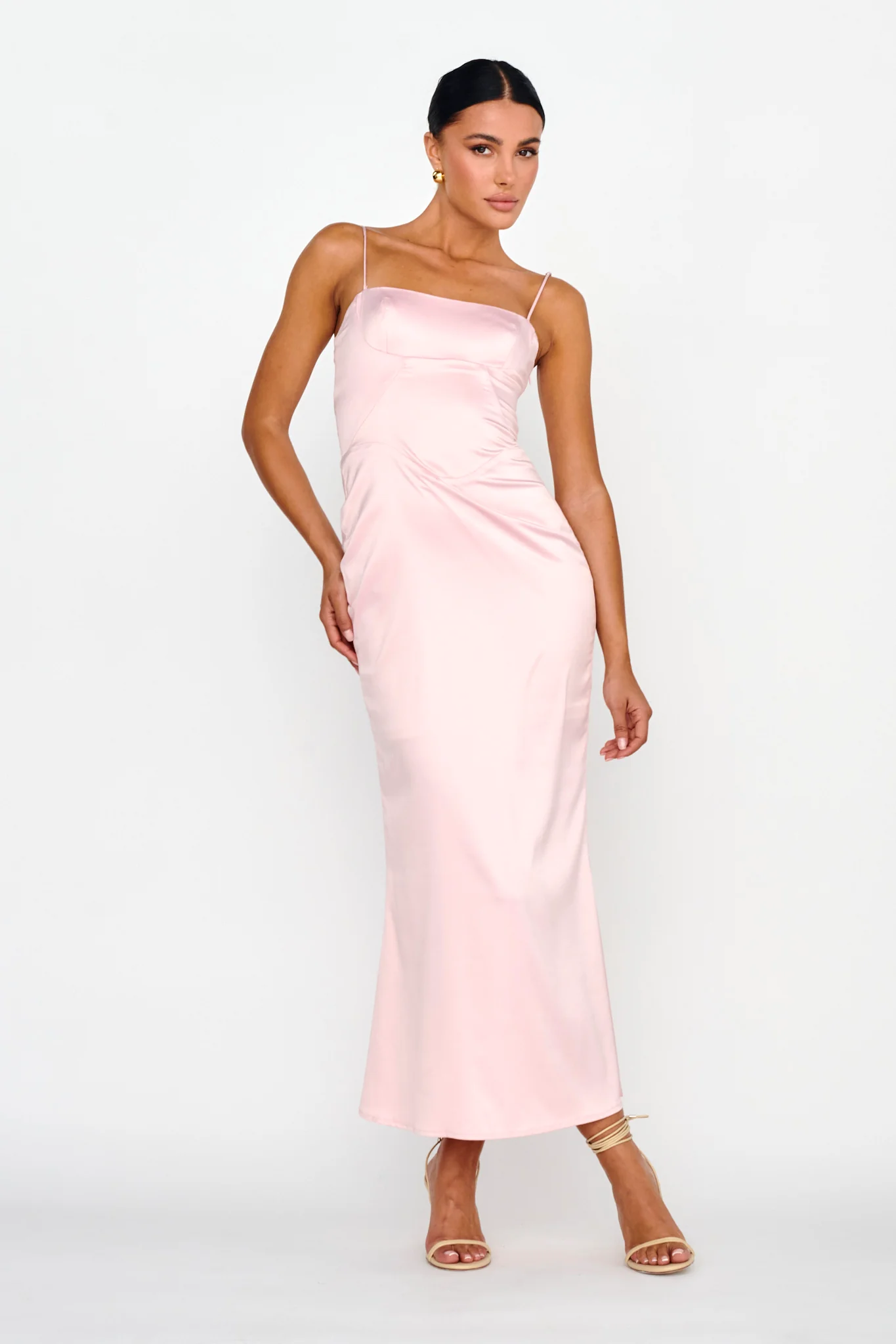 Teneal Lace-Up Back Midi Dress Blush - Image 5