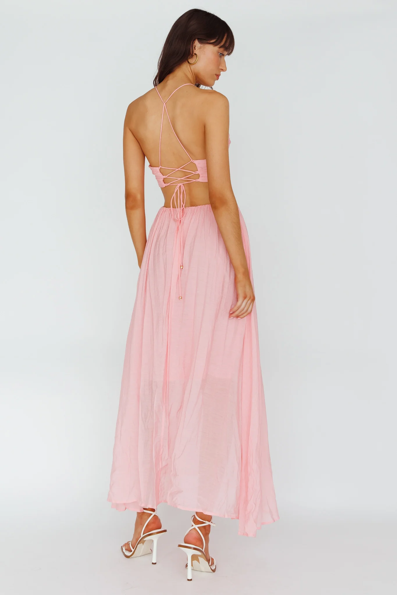 Tenyl Open Back Strappy Midi Dress Blush - Image 2