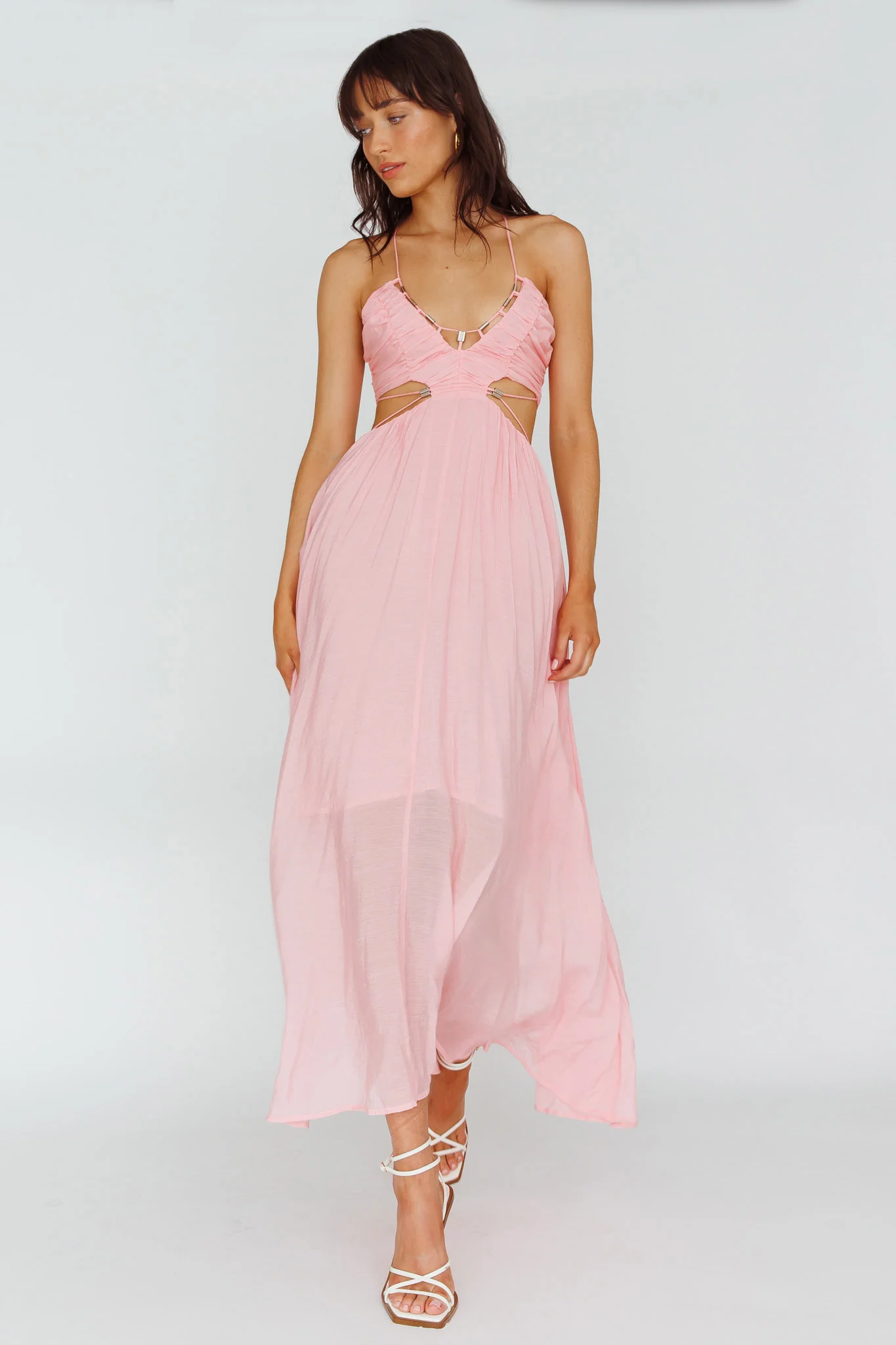 Tenyl Open Back Strappy Midi Dress Blush - Image 3