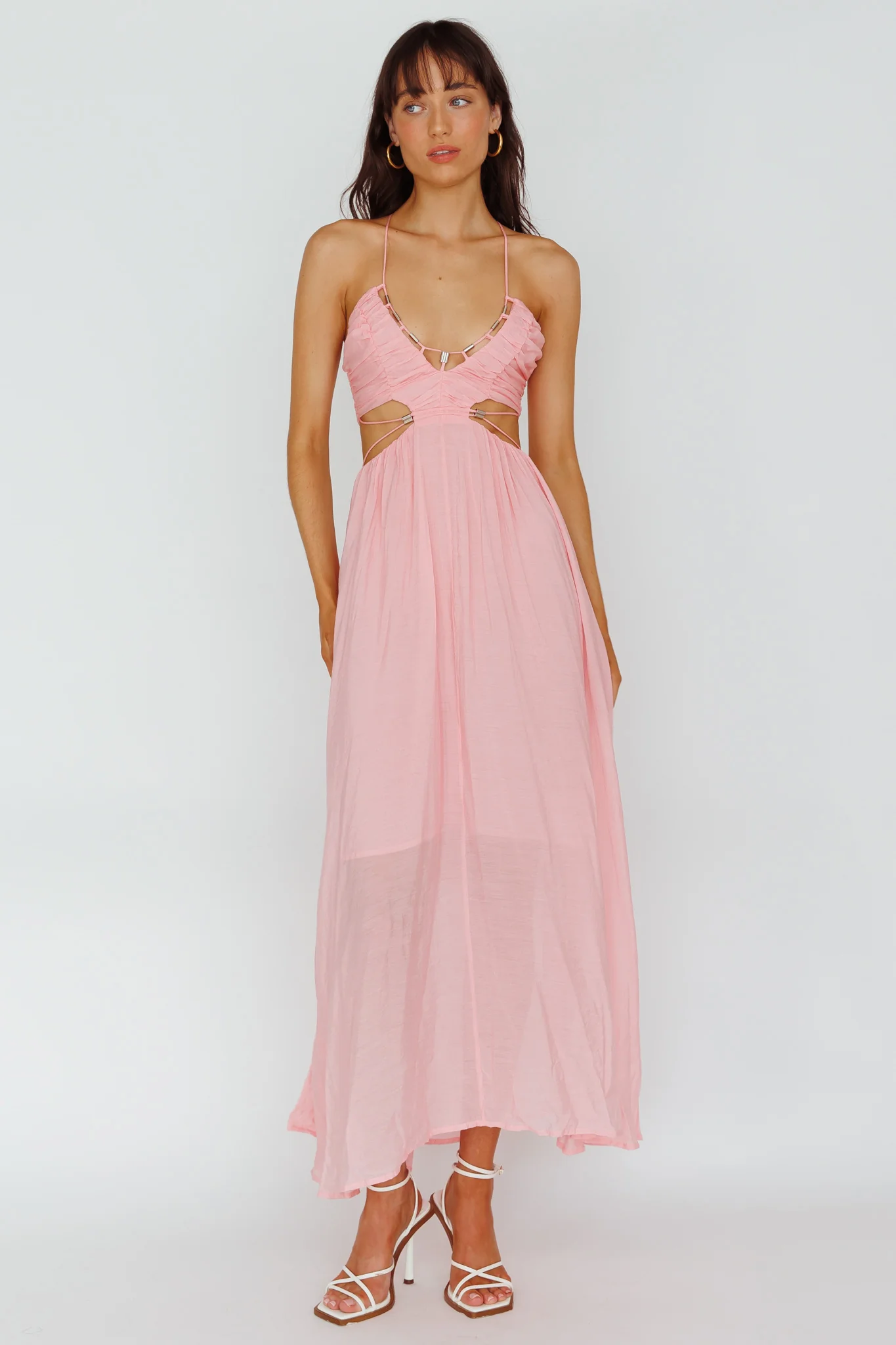 Tenyl Open Back Strappy Midi Dress Blush - Image 5
