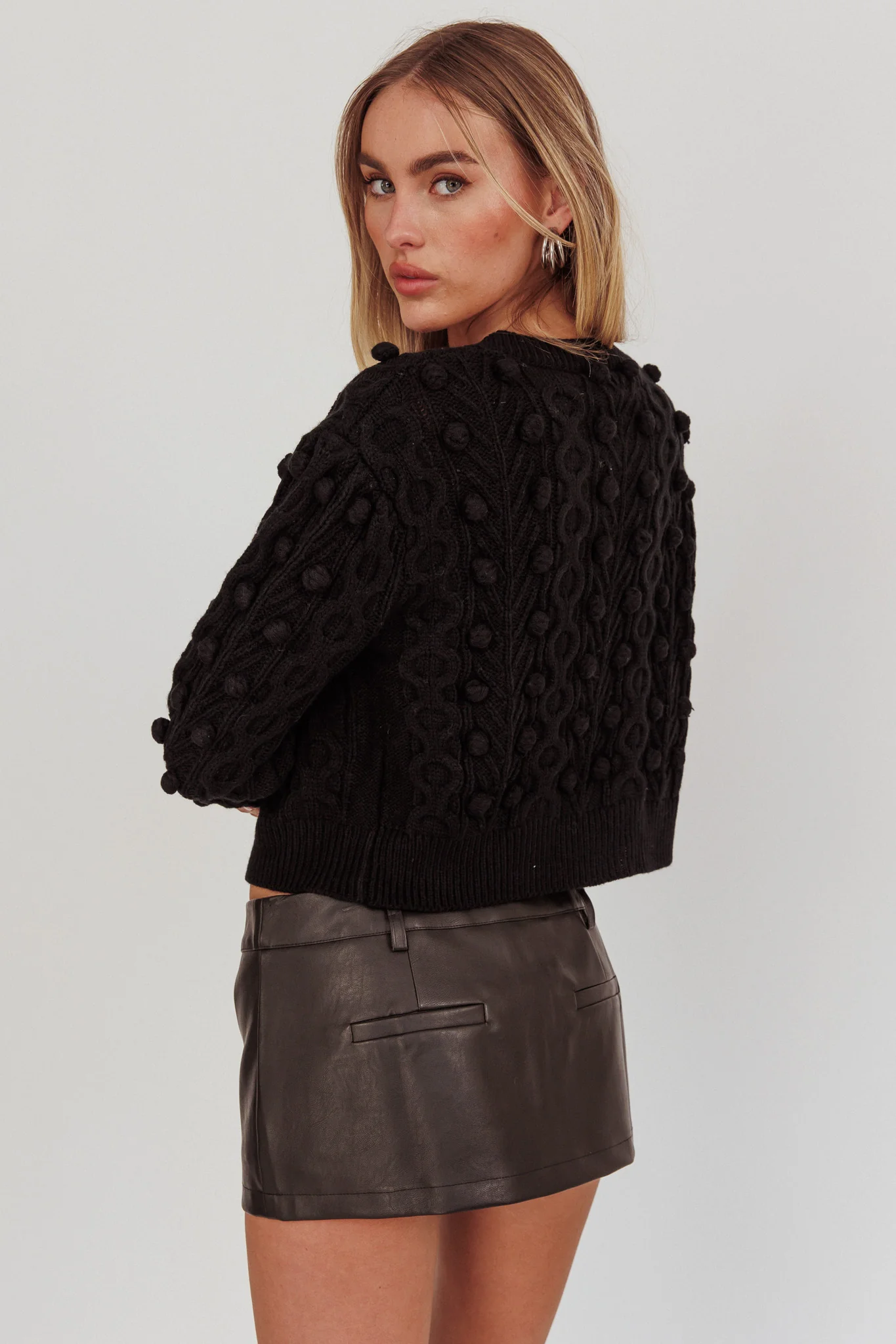 Tera Velvet Bow Cardigan Black - Image 2