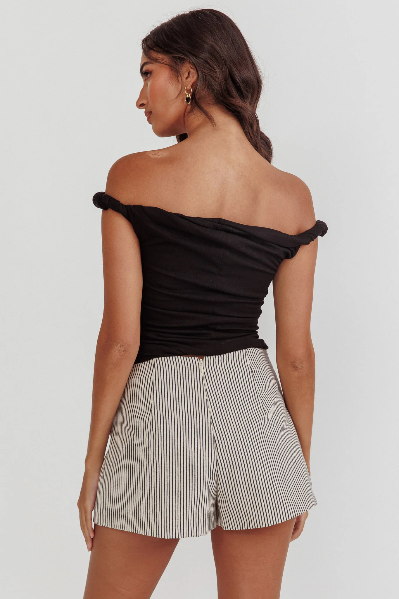 Teri Rolled Off-Shoulder Top Black - Image 3