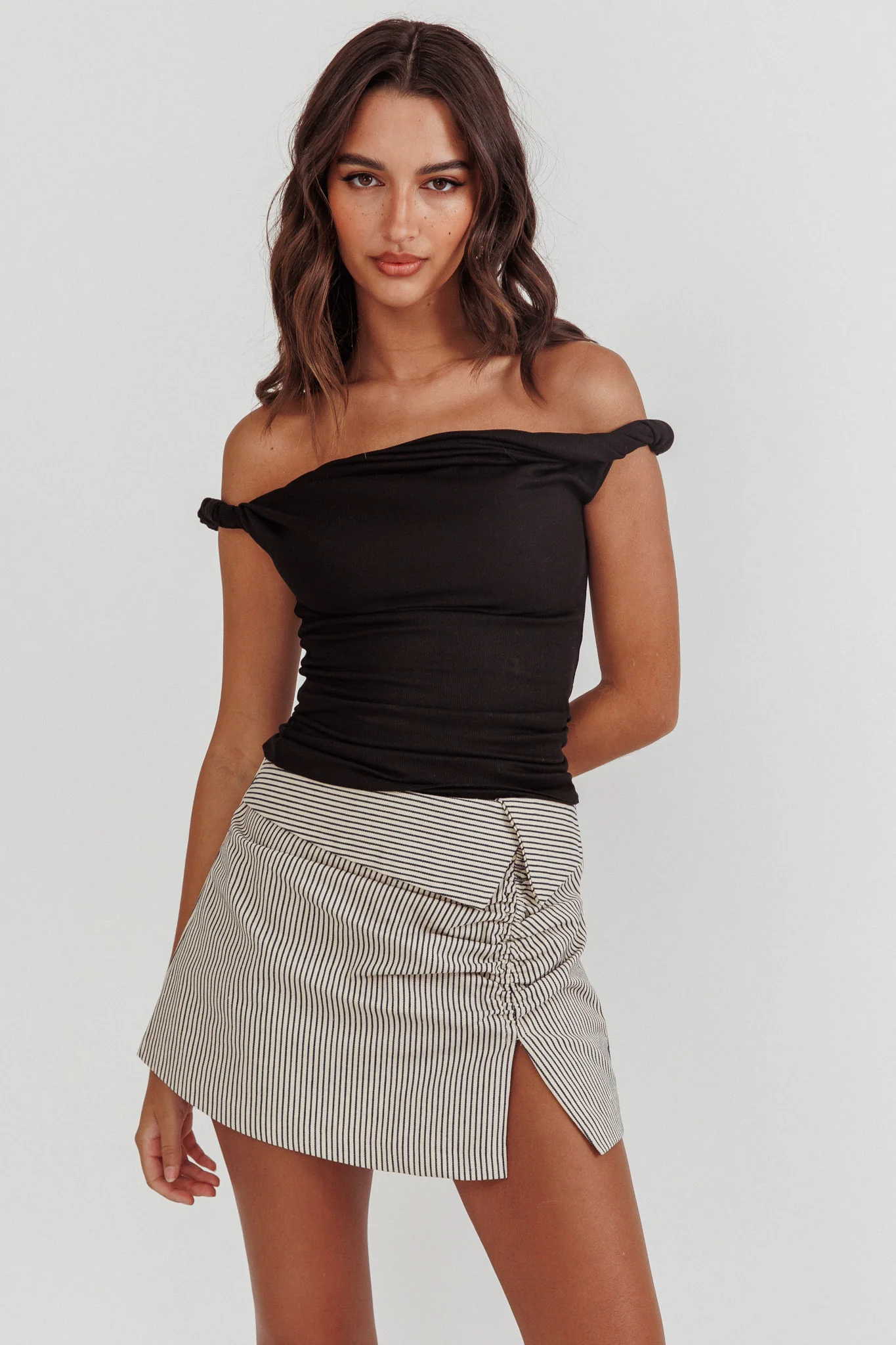 Teri Rolled Off-Shoulder Top Black - Image 6