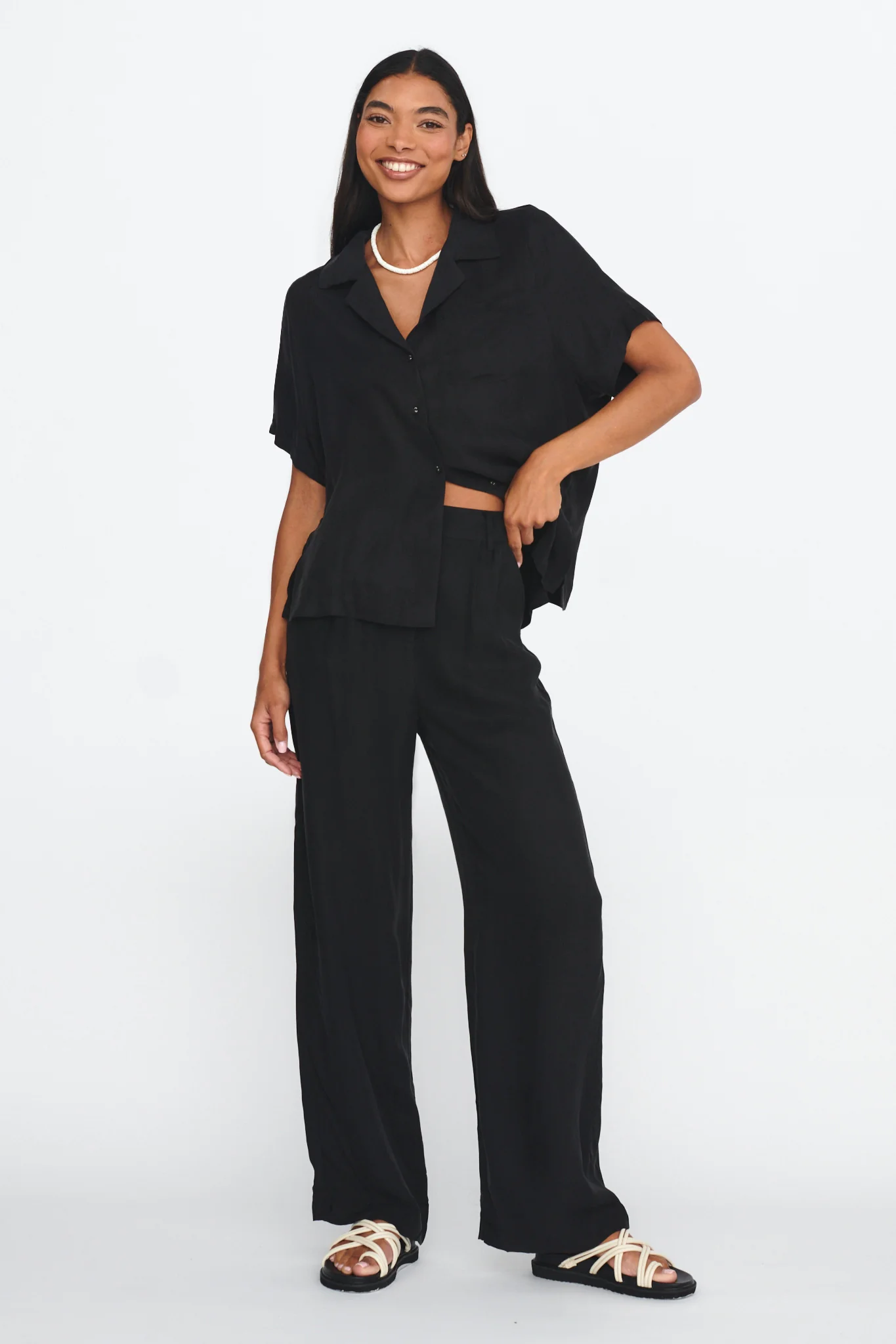 Tessa Button-Up Shirt Black - Image 3
