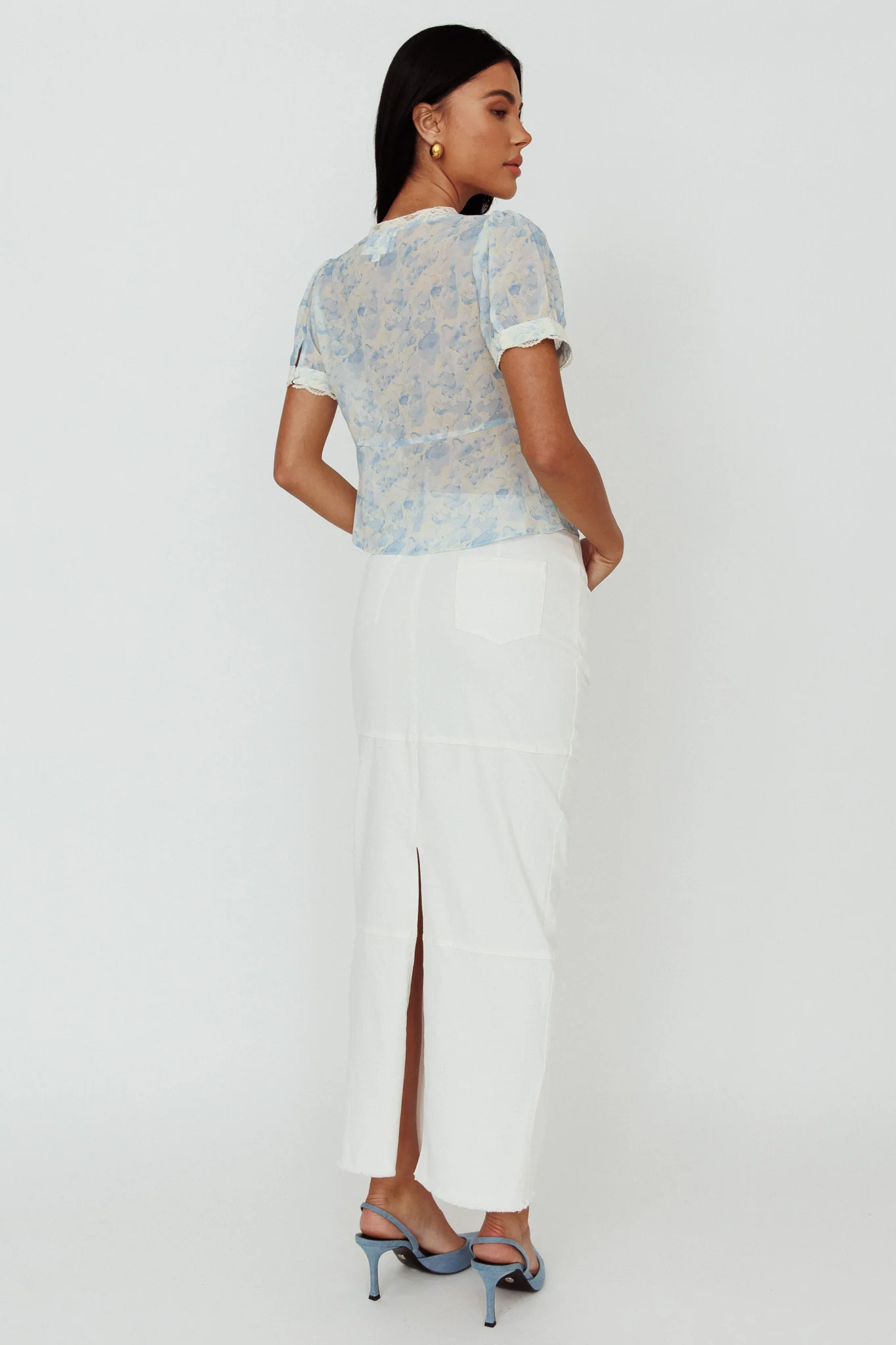 Thalia Pocket Maxi Skirt White - Image 3