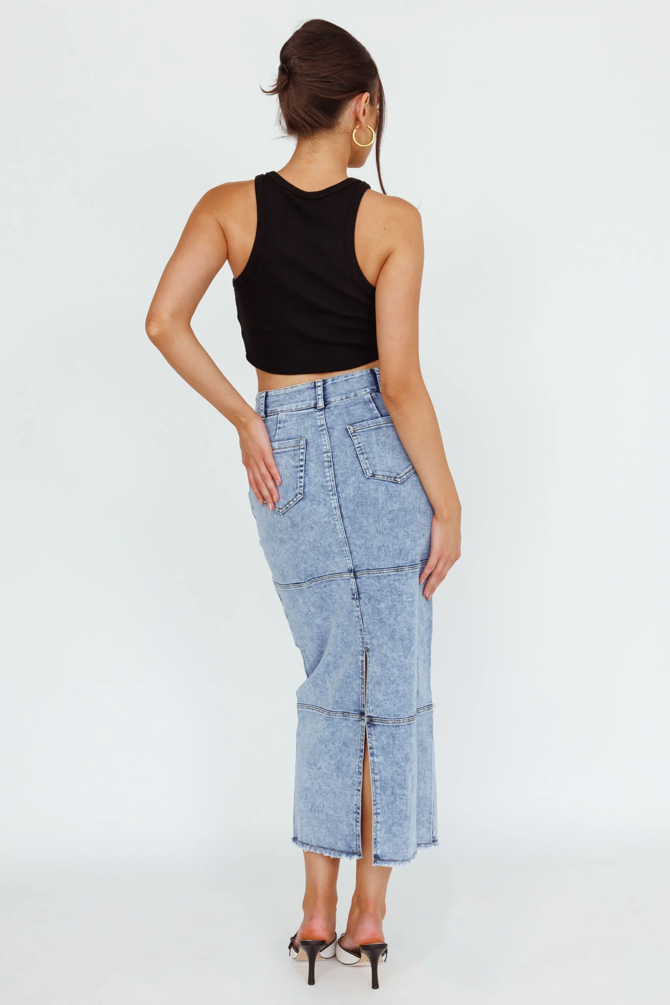 Thalia Pocket Midi Skirt Denim - Image 2