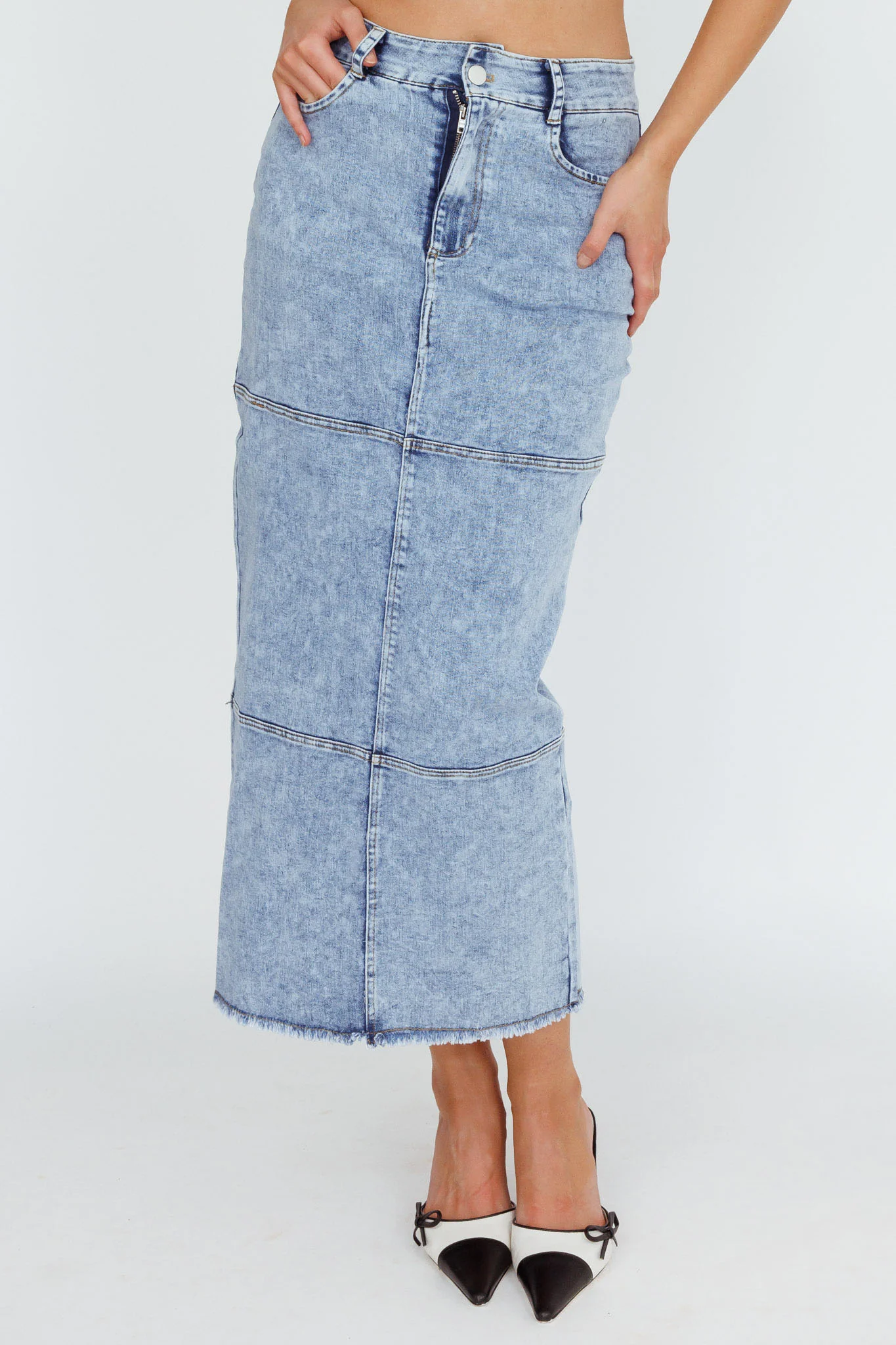 Thalia Pocket Midi Skirt Denim - Image 4