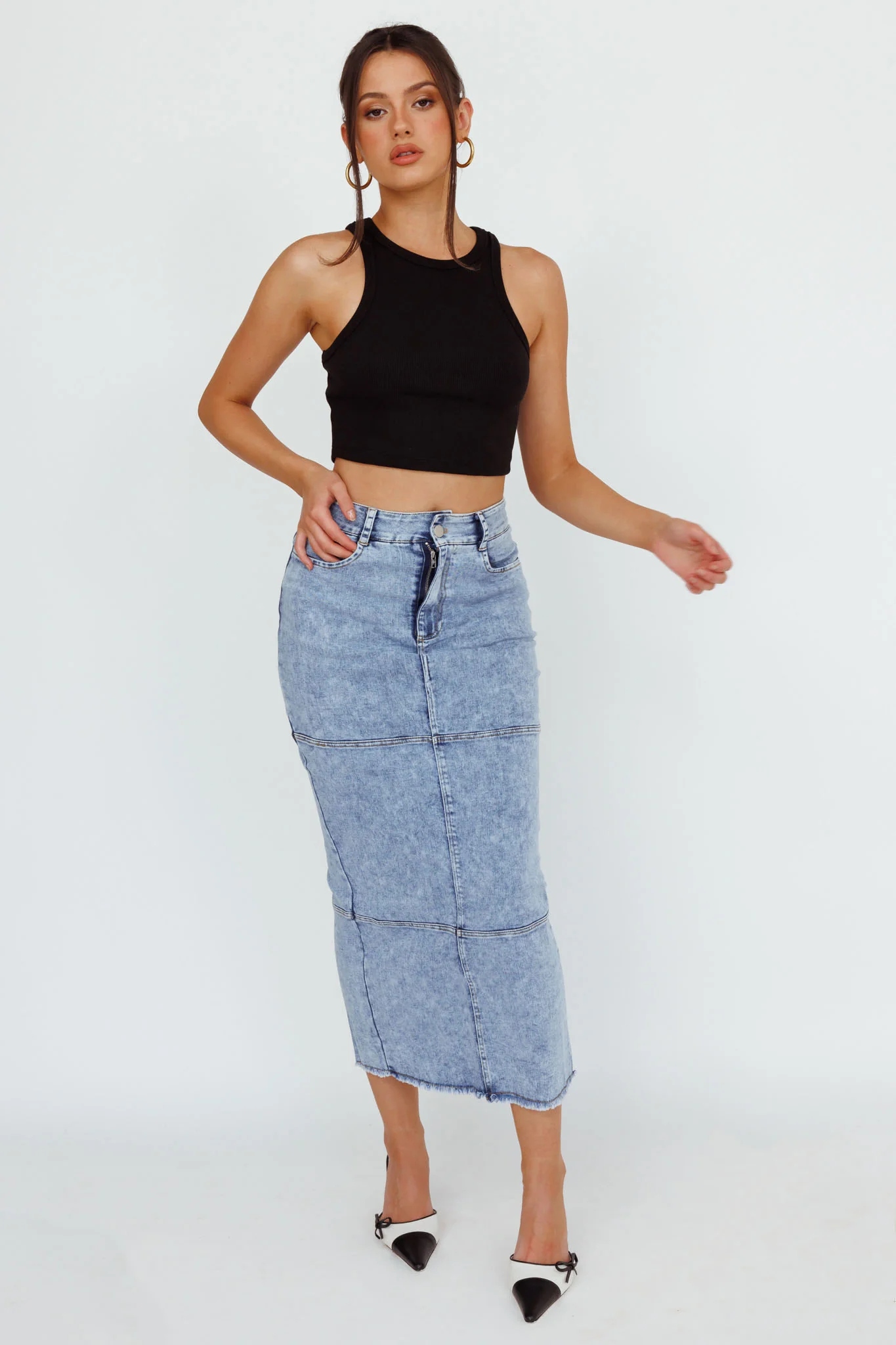 Thalia Pocket Midi Skirt Denim - Image 5