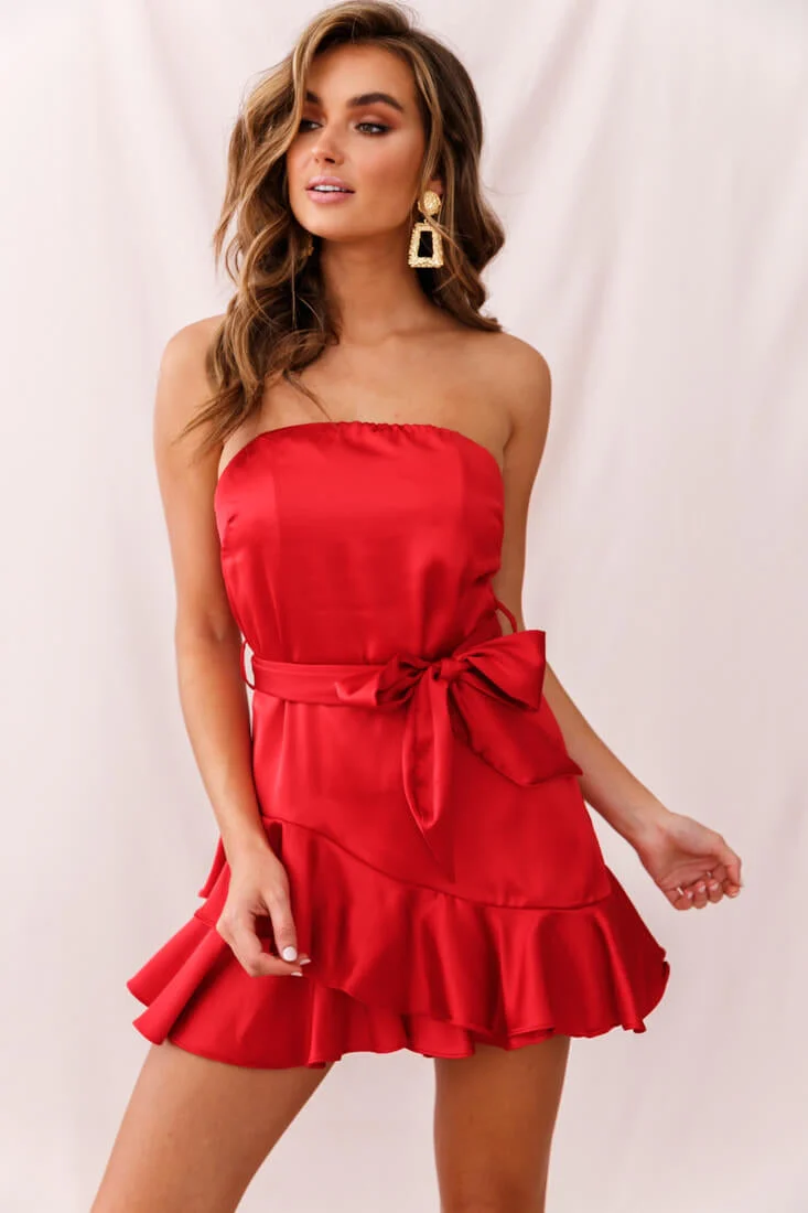 Thank U, Next Bandeau Satin Romper Red - Image 8