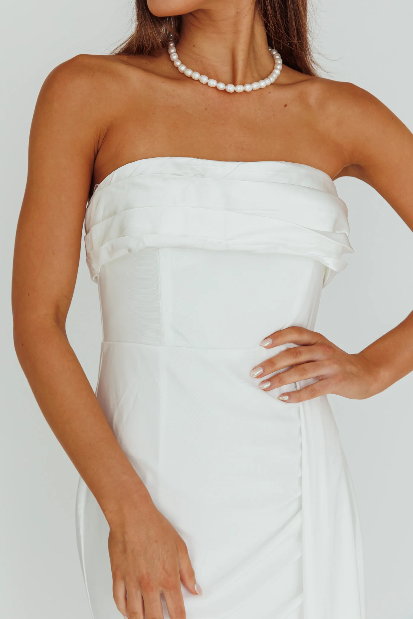 The One Strapless Maxi Dress White - Image 4