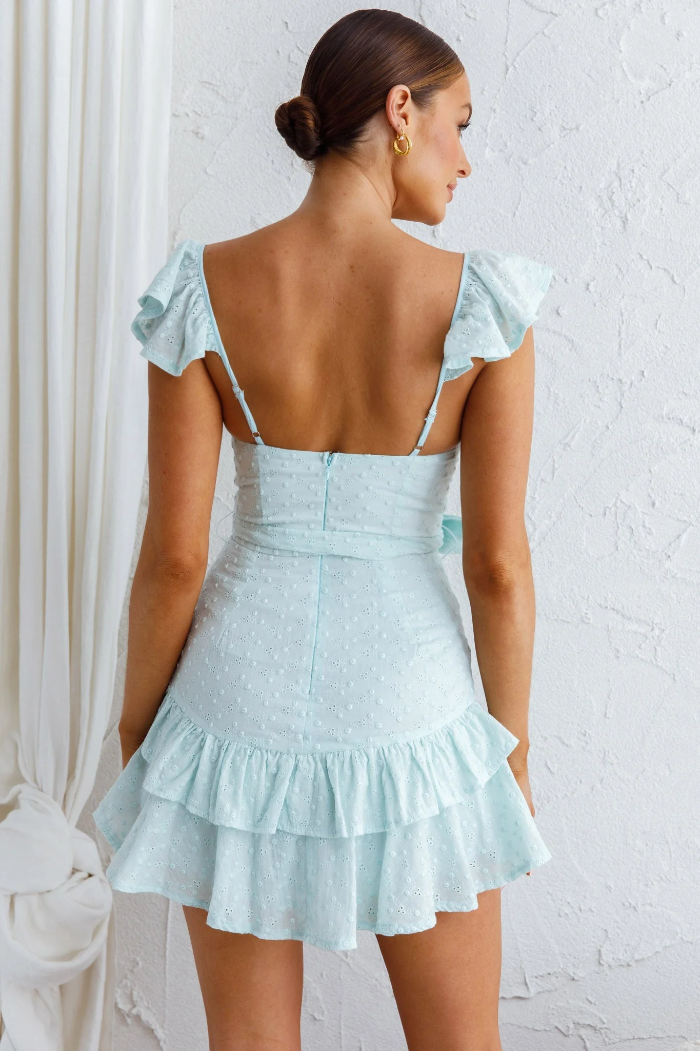 Theodore Ruffle Trimmed Mini Dress Sage - Image 2