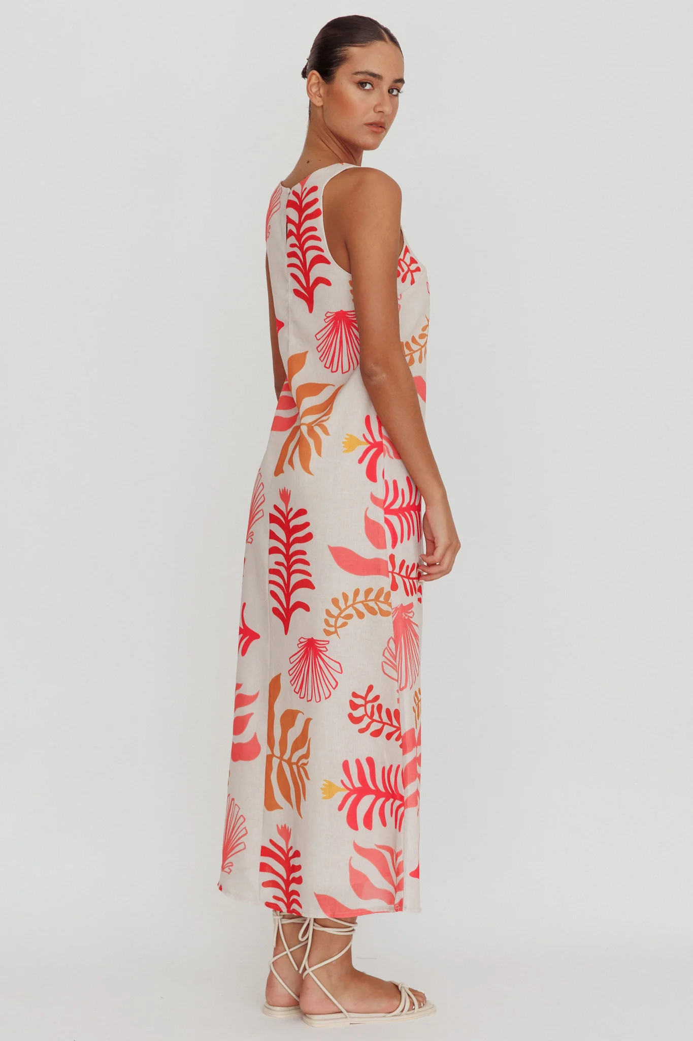 Thetis Leaf And Shell Maxi Slip Dress Pink - Image 2