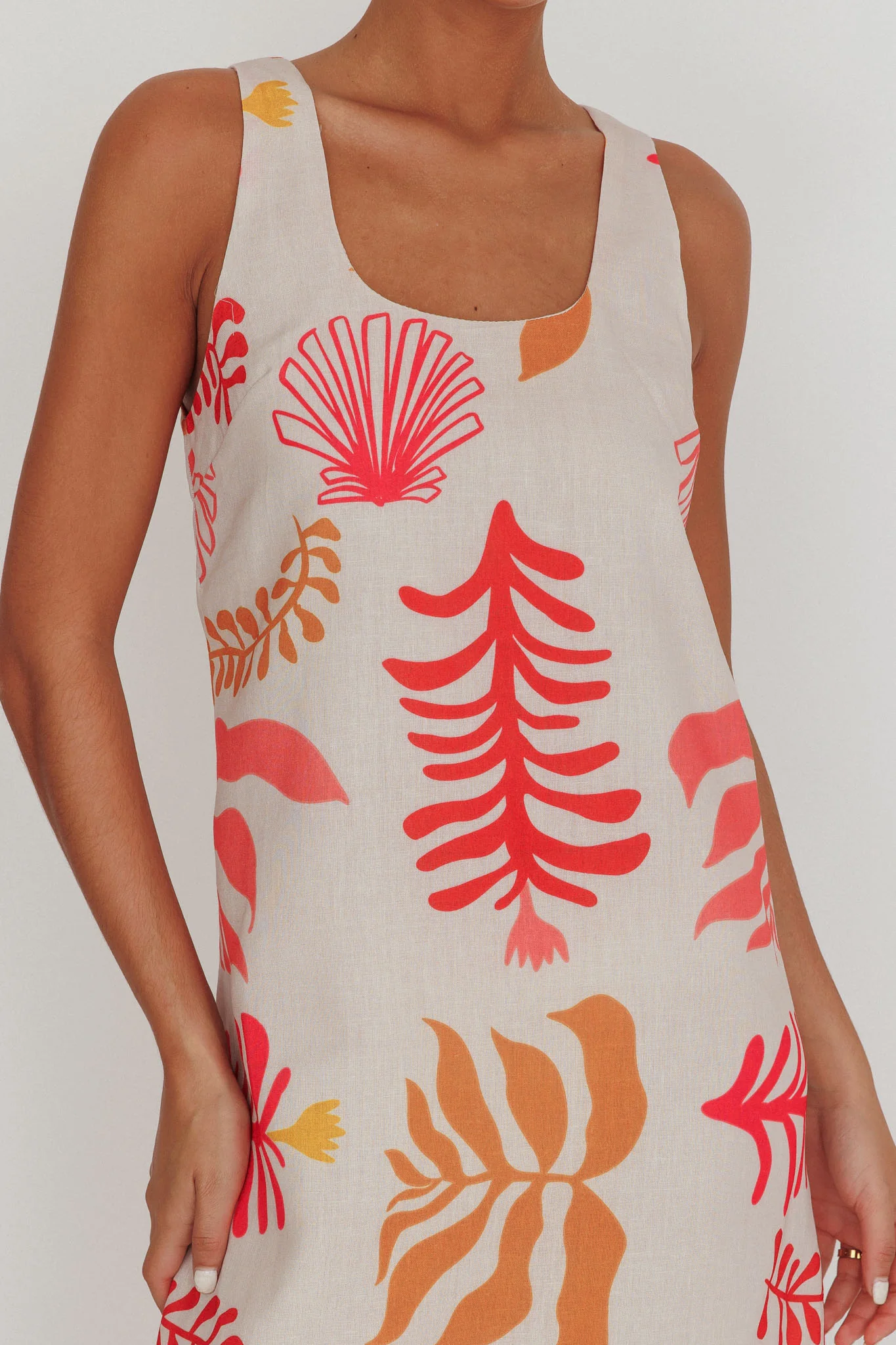 Thetis Leaf And Shell Maxi Slip Dress Pink - Image 4