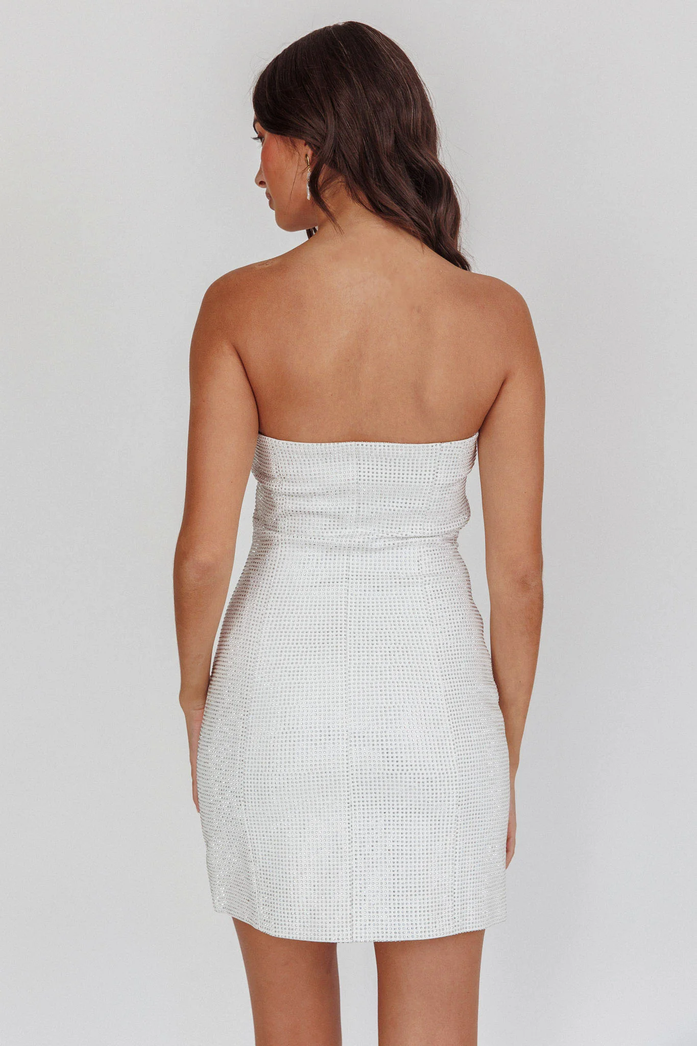 This Feeling Strapless Diamante Mini Dress White - Image 2