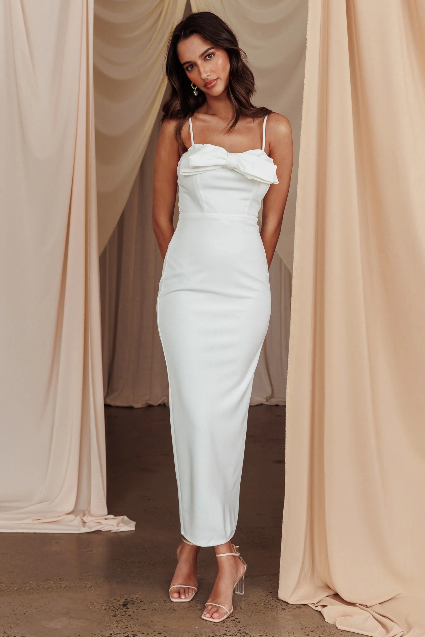 This Magic Moment Bow Bust Midi Dress White - Image 3