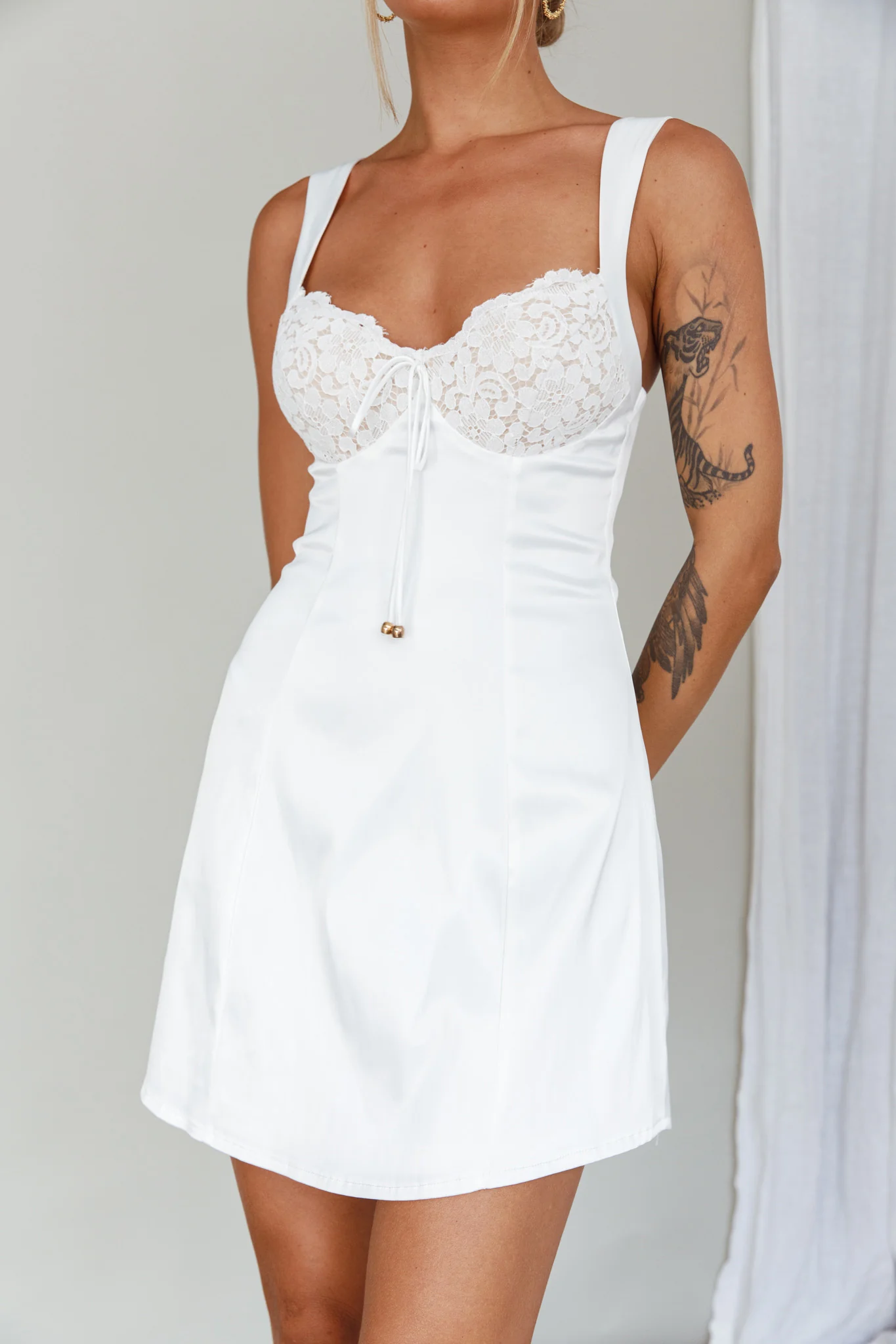 Ti Amo Lace Bust Mini Dress White - Image 8