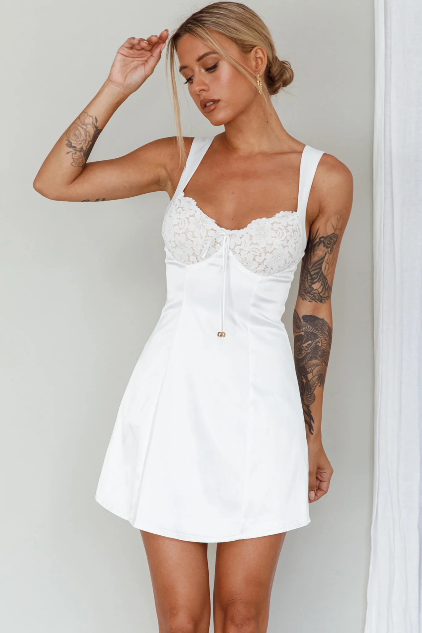Ti Amo Lace Bust Mini Dress White - Image 9