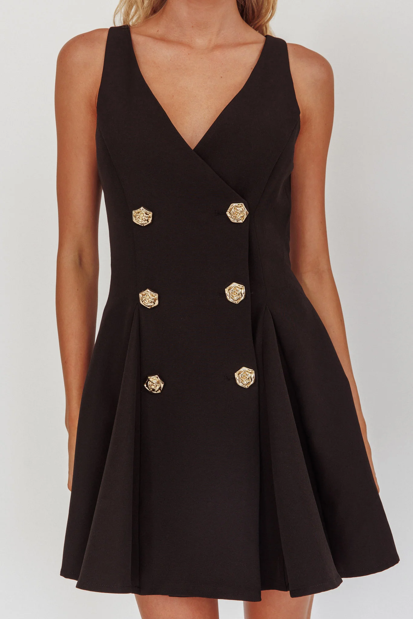 Tiana Double Breasted Mini Dress Black - Image 3