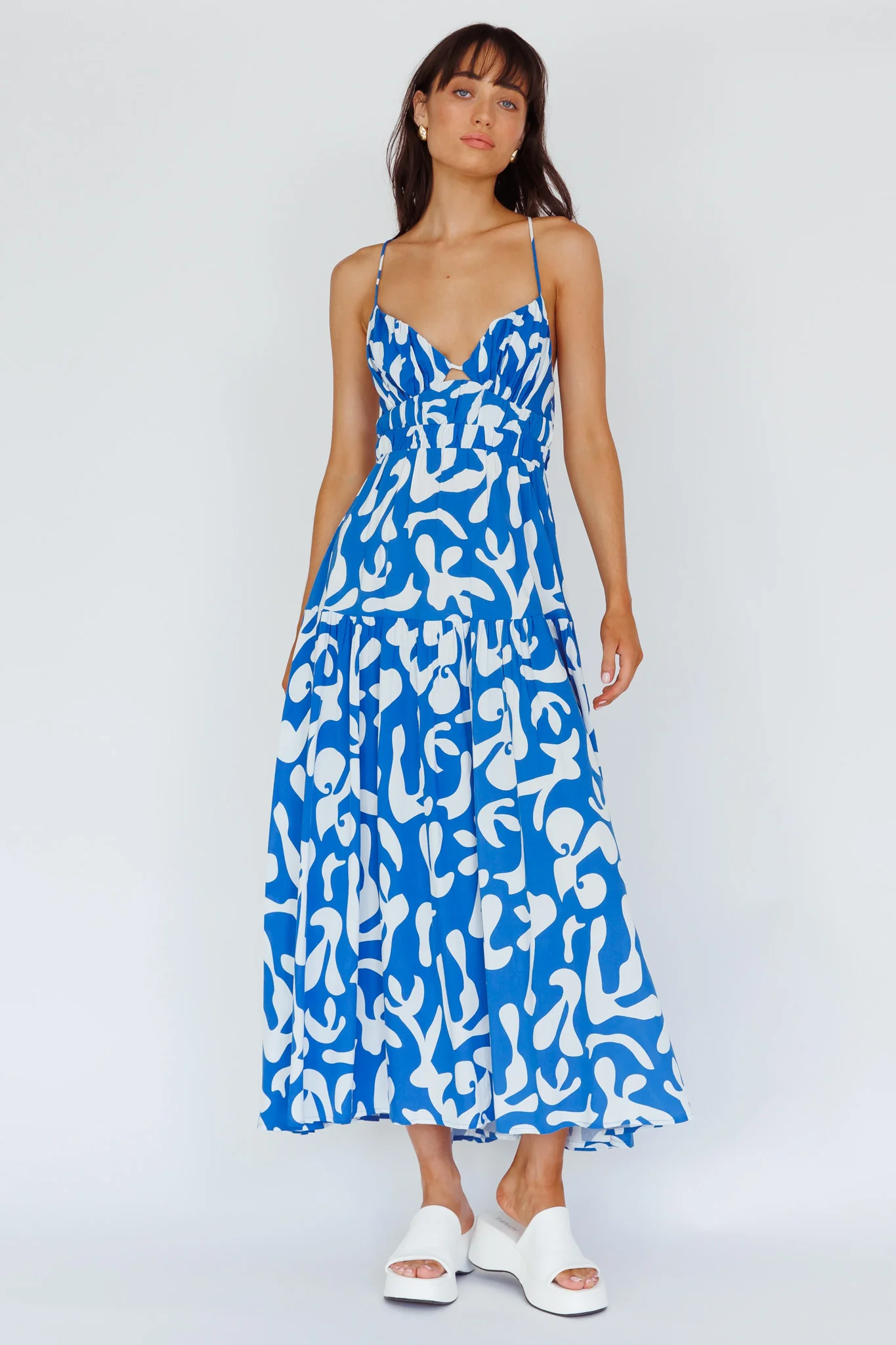 Tiffi Cami Strap Midi Dress Floral Blue - Image 4