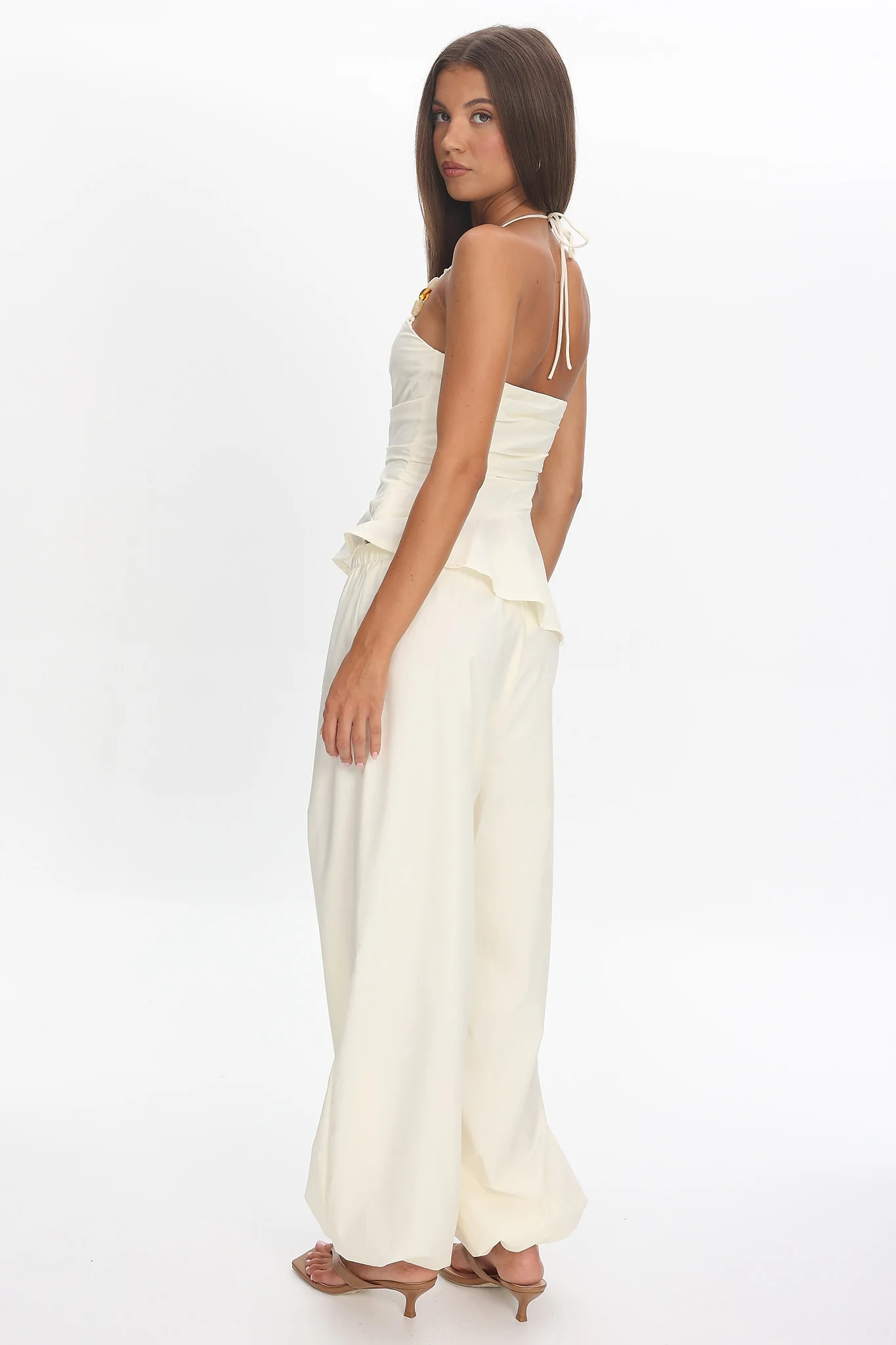 Tilah Drawstring Balloon Pants Cream - Image 2