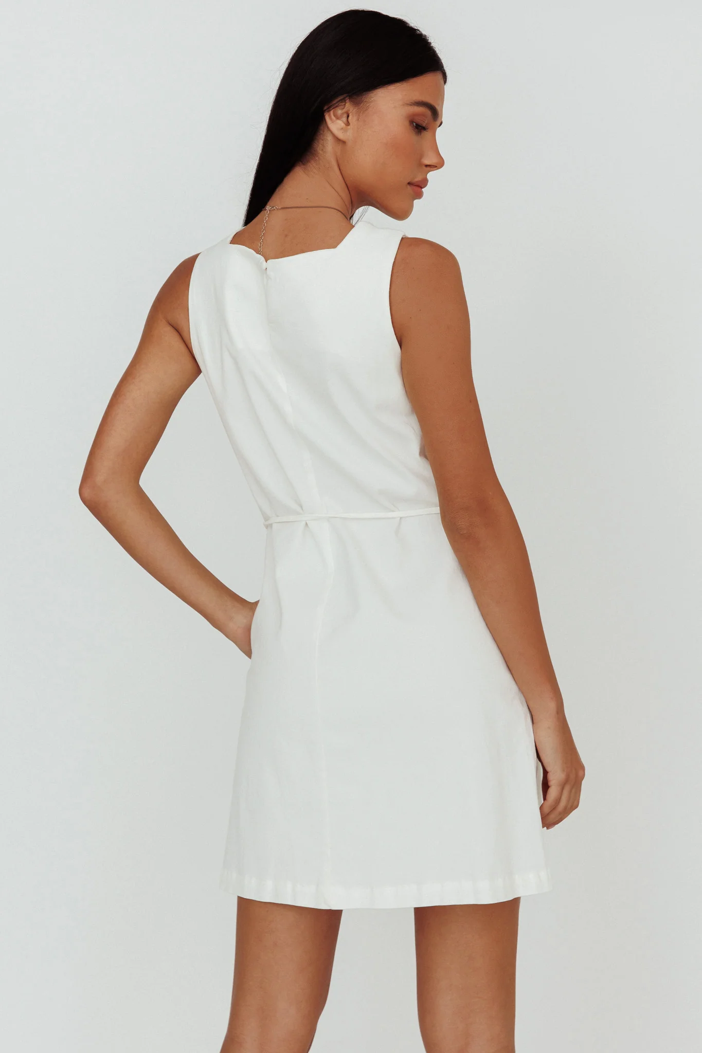 Tirzah Side Pocket Shift Dress White - Image 2