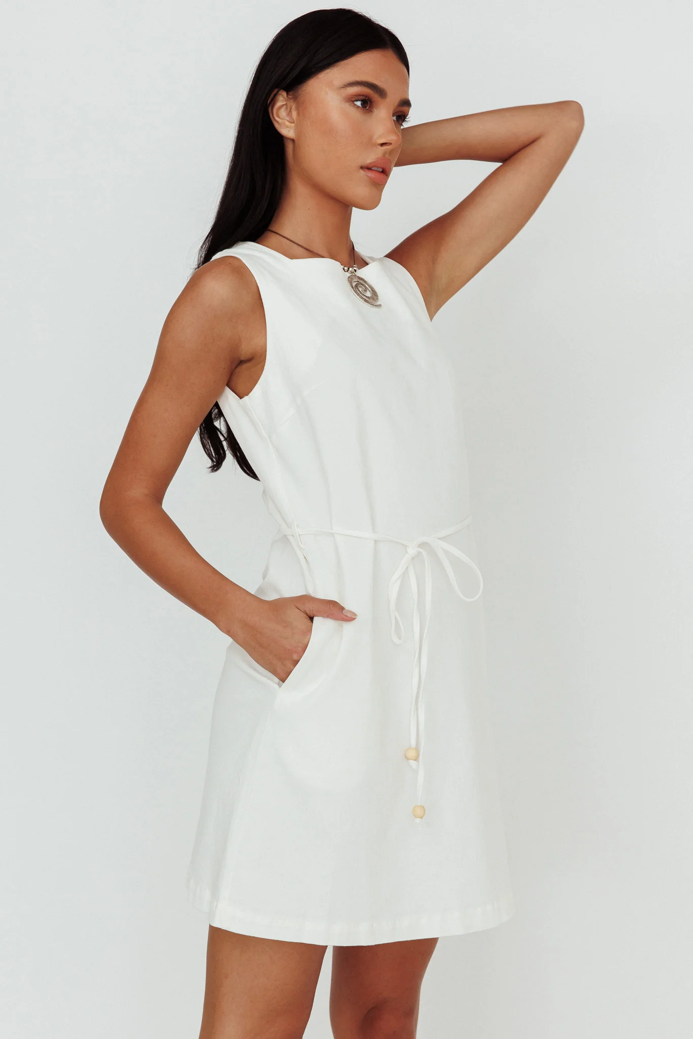 Tirzah Side Pocket Shift Dress White - Image 5