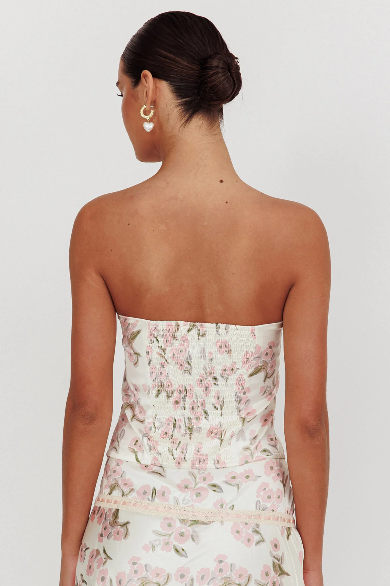 Tiya Strapless Ribbon Top Floral Pink - Image 2