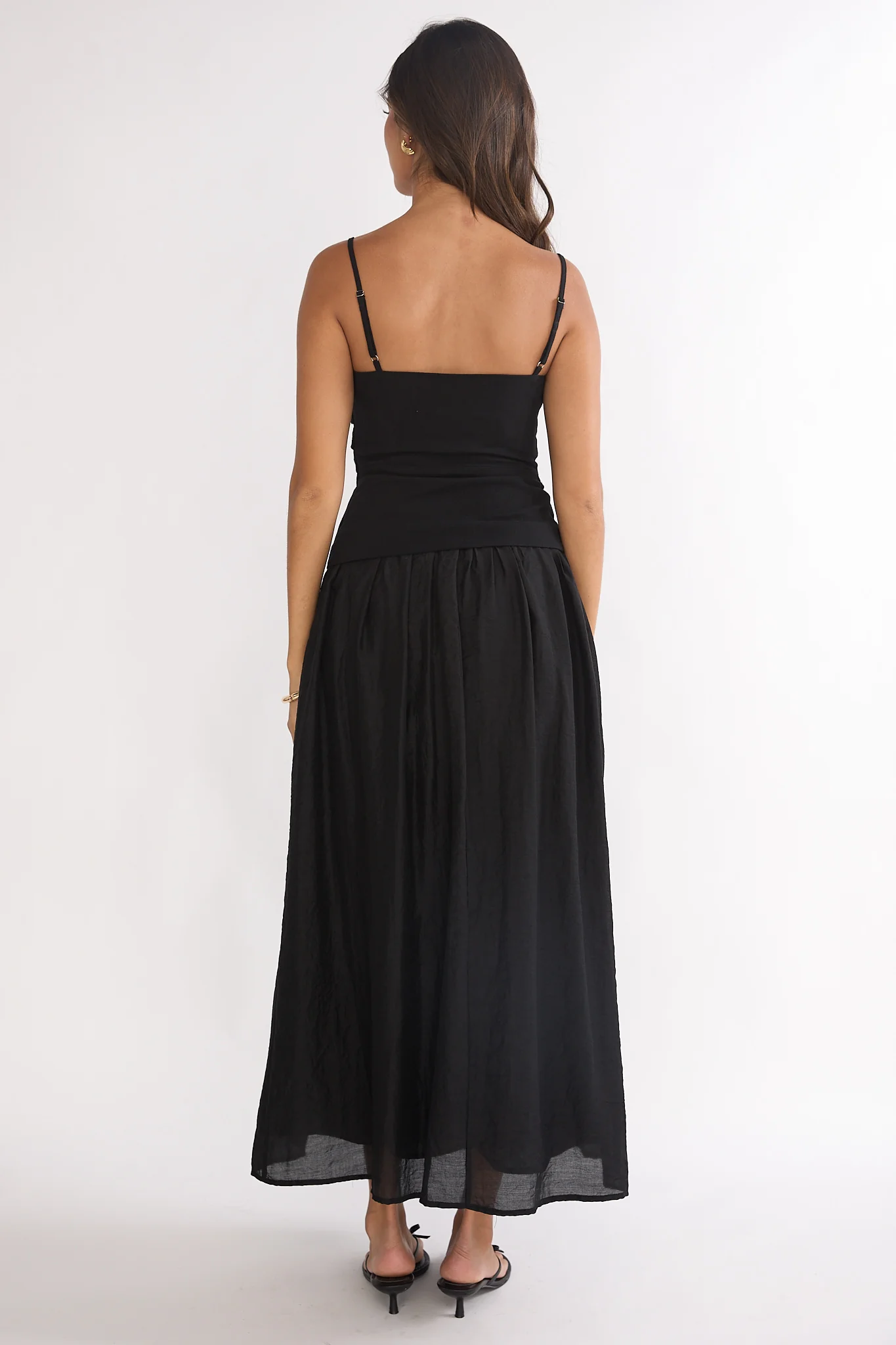 Tobi Square Neck A-Line Maxi Dress Black - Image 2