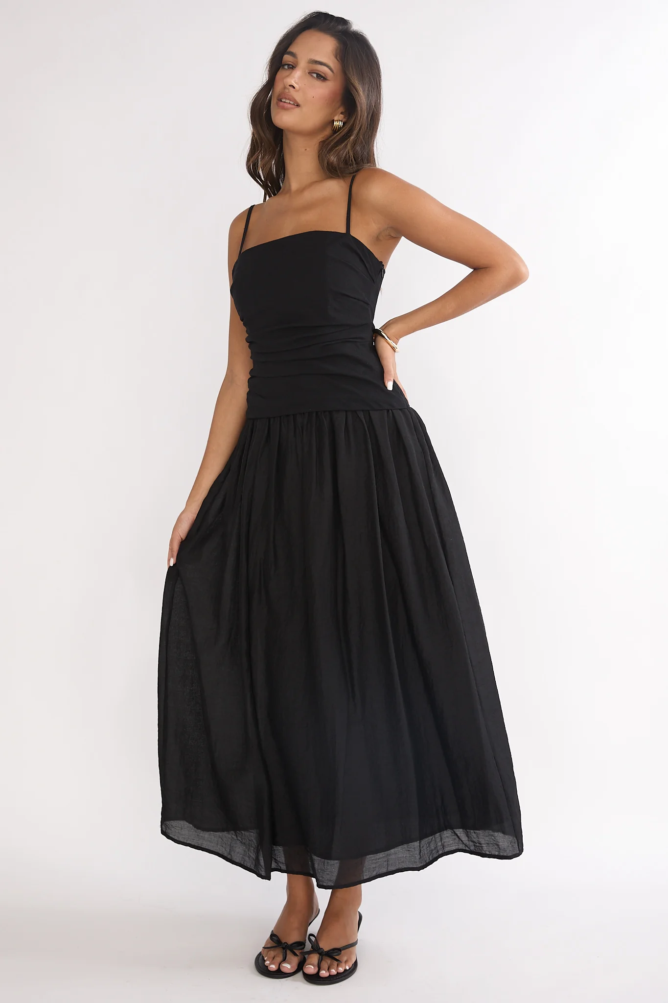 Tobi Square Neck A-Line Maxi Dress Black - Image 4