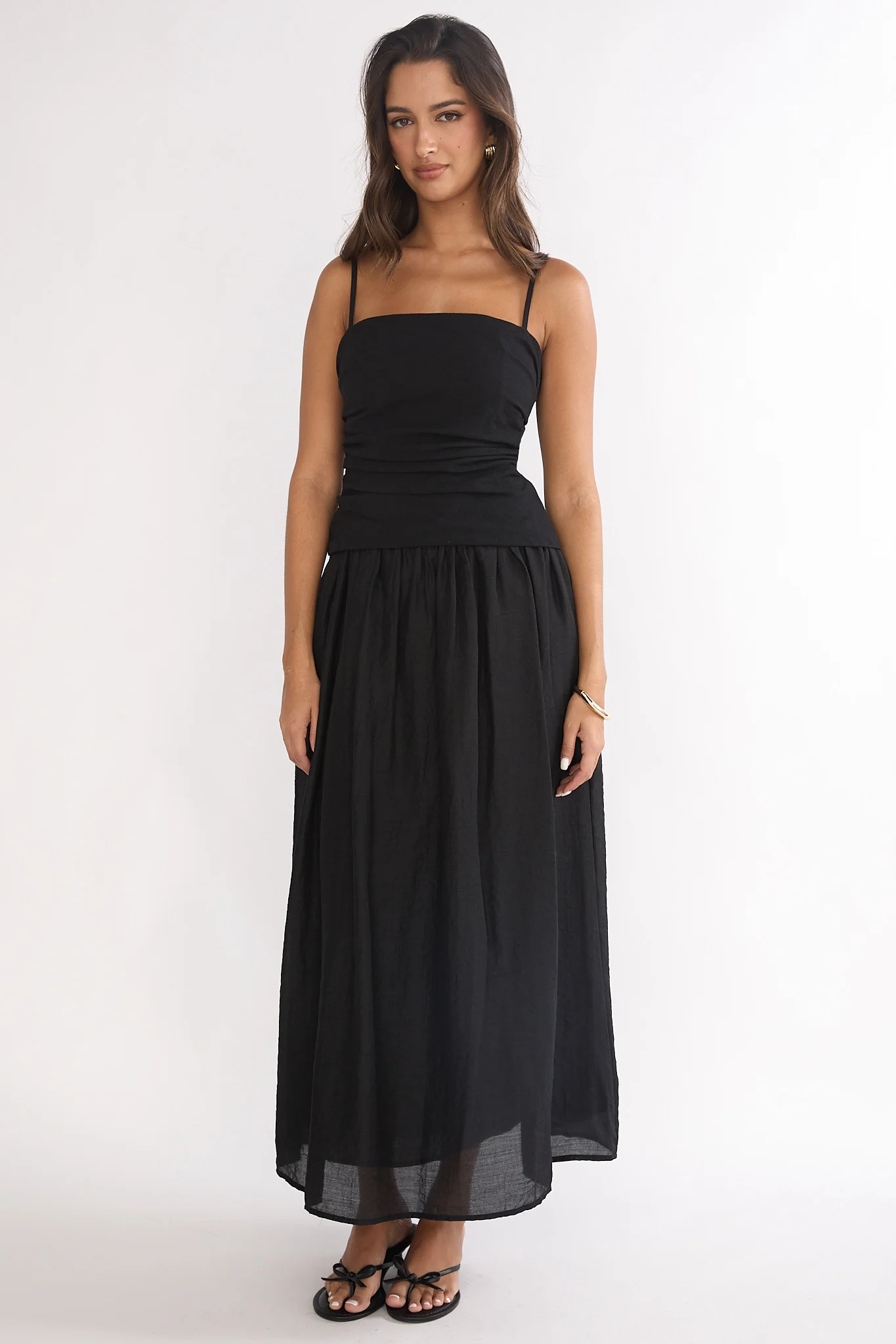 Tobi Square Neck A-Line Maxi Dress Black - Image 5