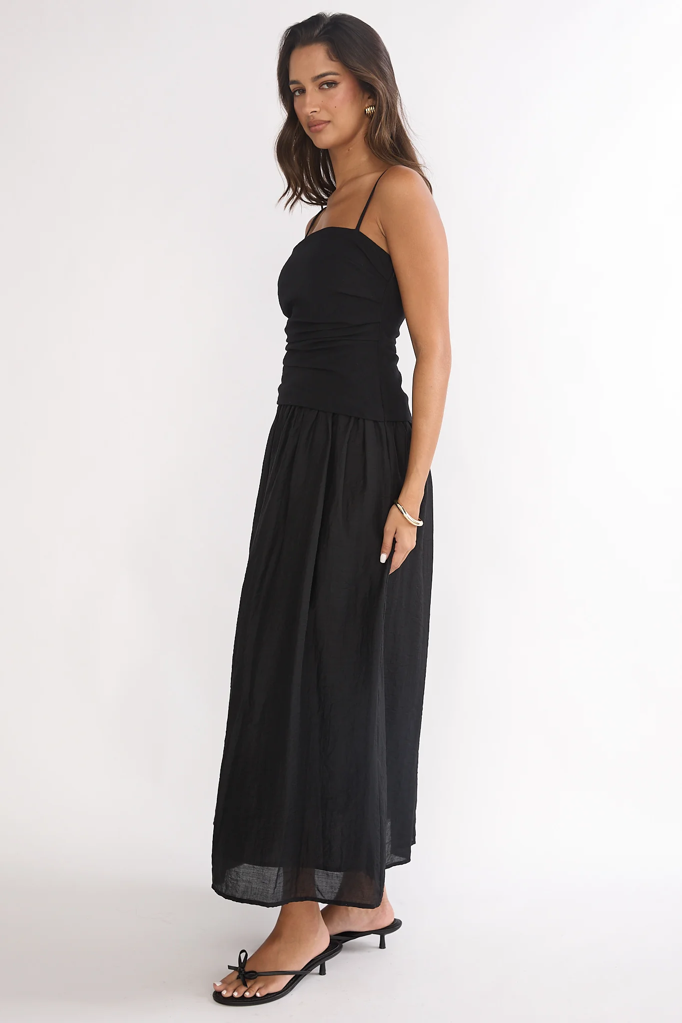 Tobi Square Neck A-Line Maxi Dress Black - Image 6
