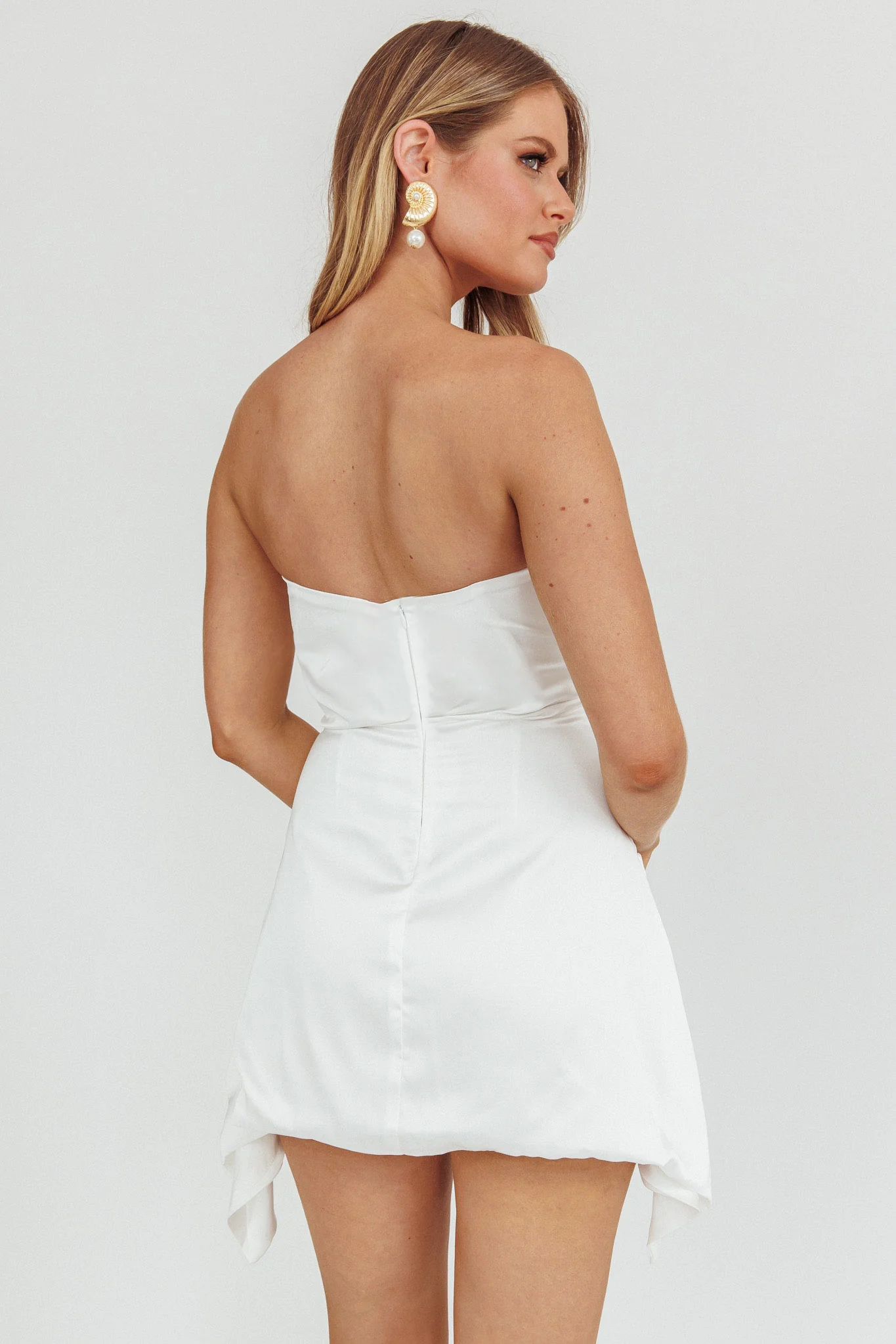 Toni Strapless Ruched Mini Dress White - Image 2