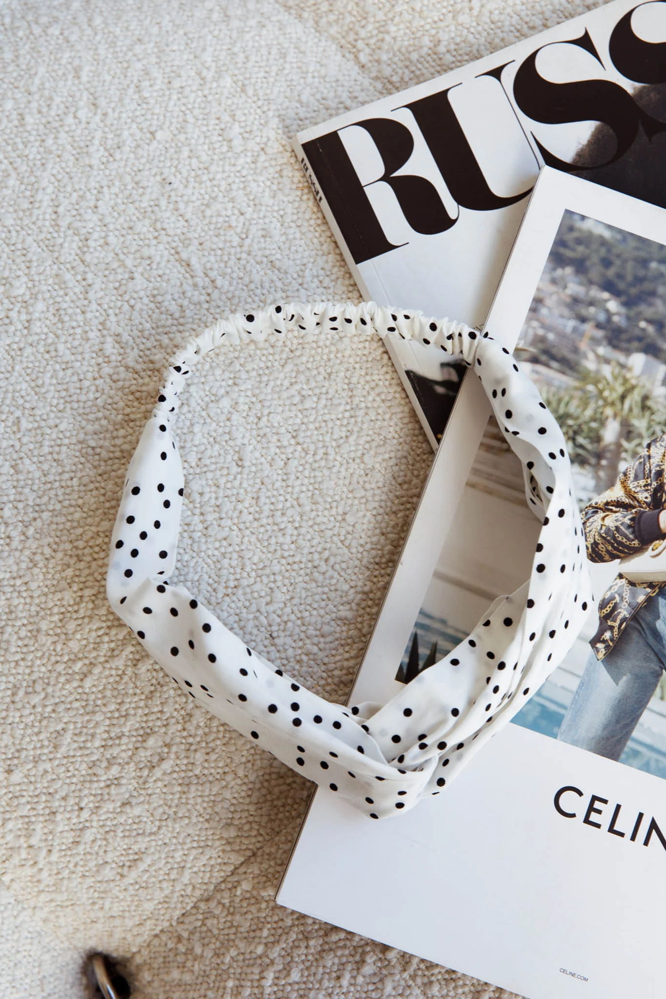 Top Knot Headband Spotted White - Image 2