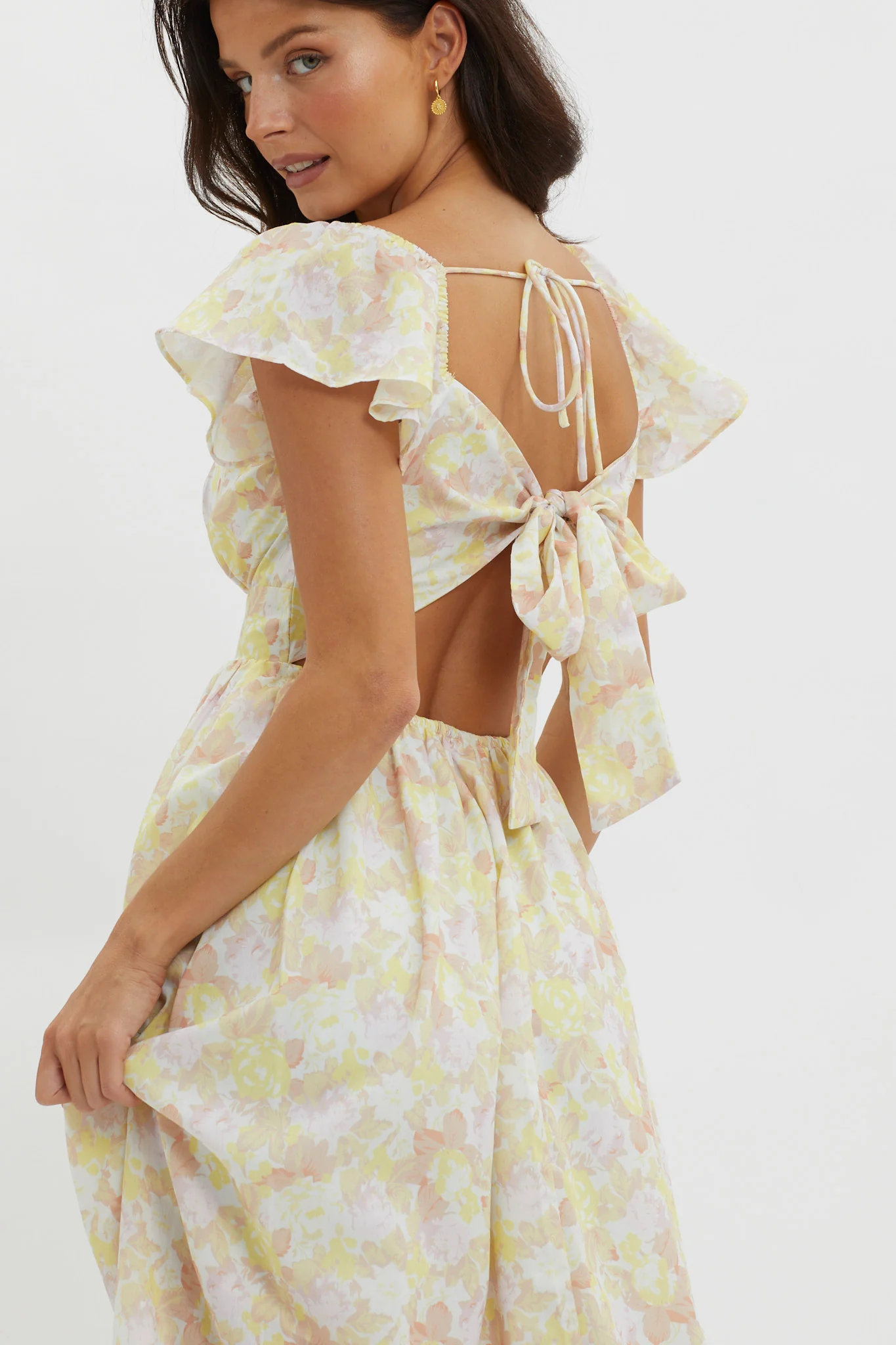 Touch The Sky Tied Back Maxi Dress Lemonade - Image 3
