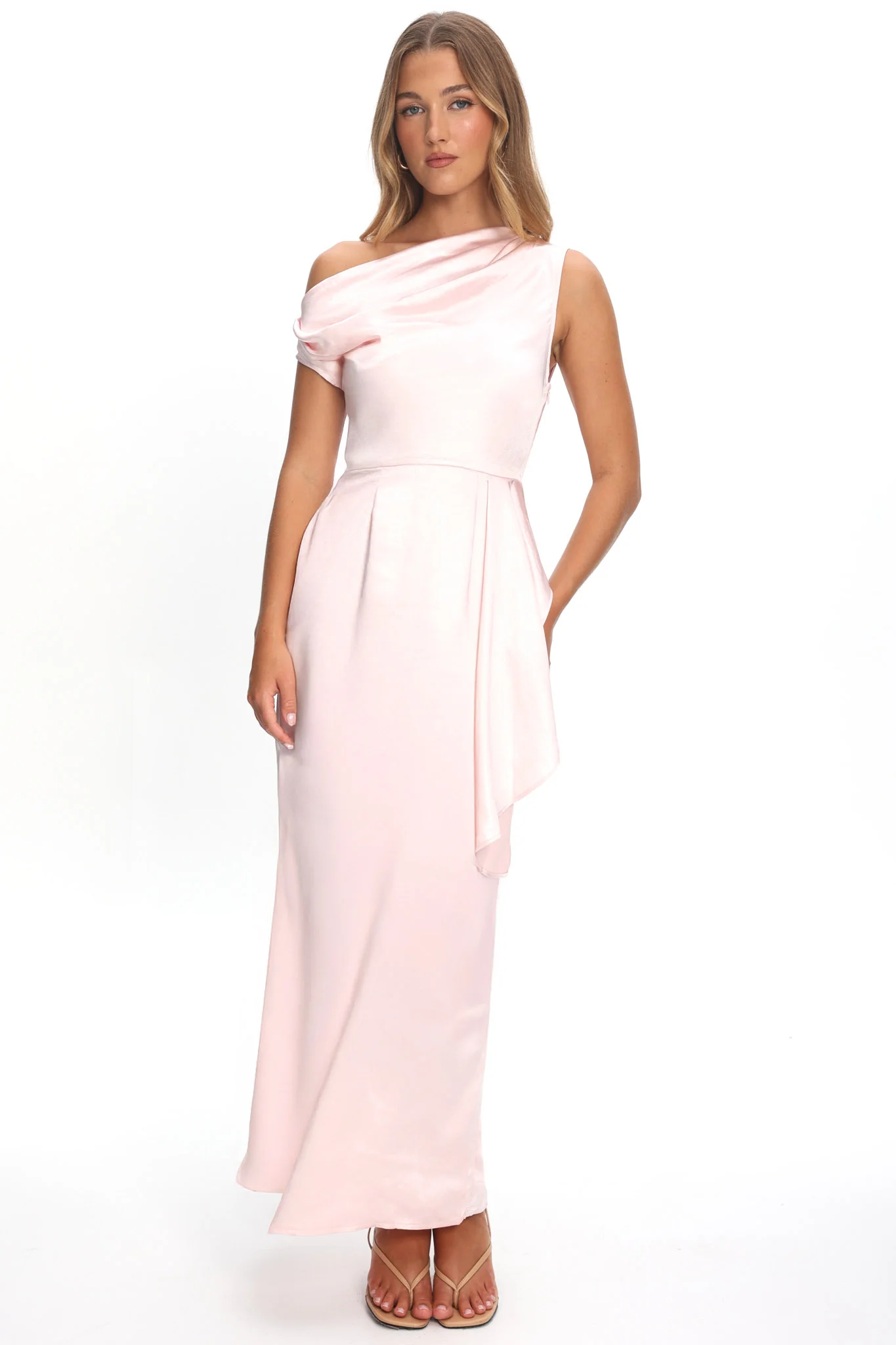 Tova Draped One-Shoulder Maxi Dress Pink - Image 5
