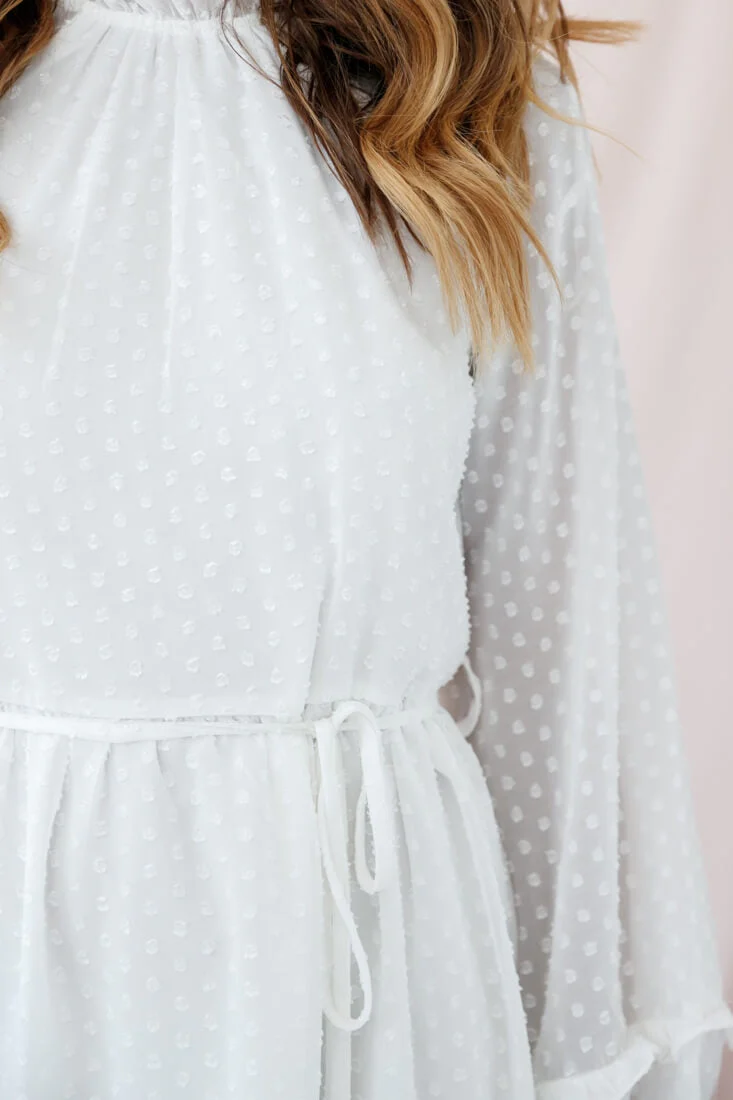 Tracee Open Back Ruffled Hemline Dress White Tall - Image 4