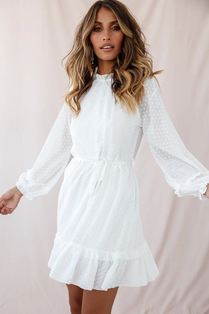 Tracee Open Back Ruffled Hemline Dress White Tall - Image 5